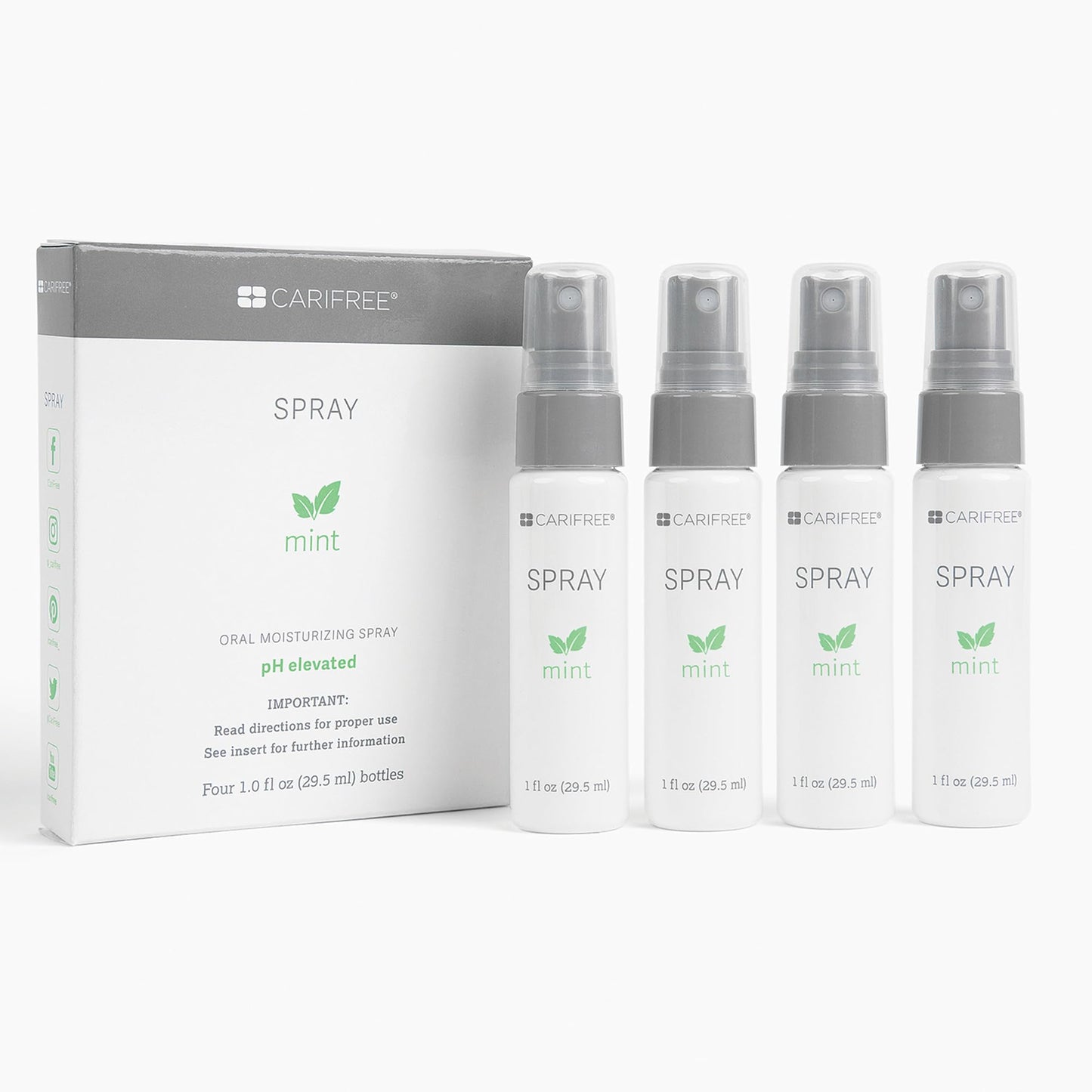 CariFree Oral Spray, Mint Flavored, Xylitol for Moisturization, Neutralizes pH, Fluoride-Free, Freshen Breath, Recommended by Dentists, Made in The U.S.A. 4 Bottles (1 fl. oz. Each)