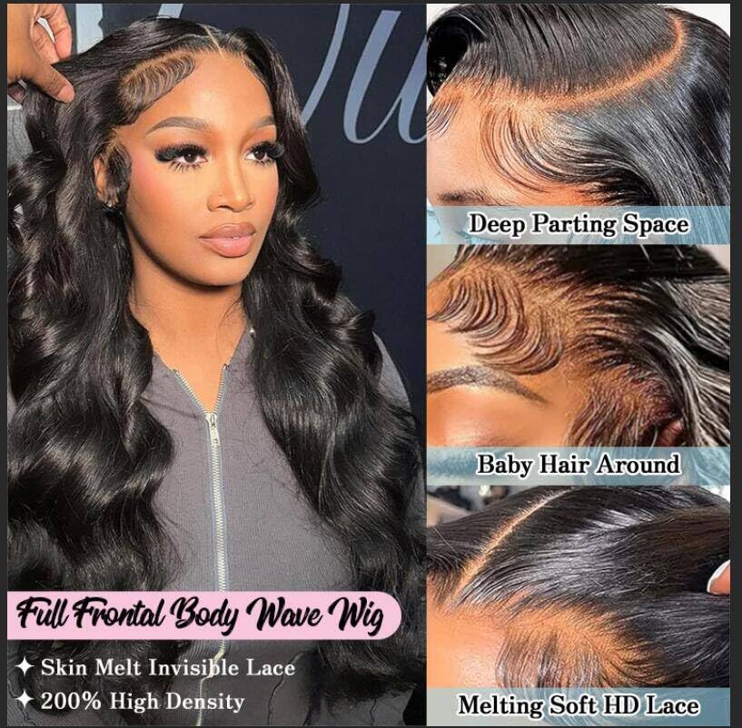 Body Wave Lace Front Wigs Human Hair 200% Density 13x4 HD Lace Frontal Wigs Human Hair for Women Pre Plucked with Baby Hair Natural Hairline 20 Inch