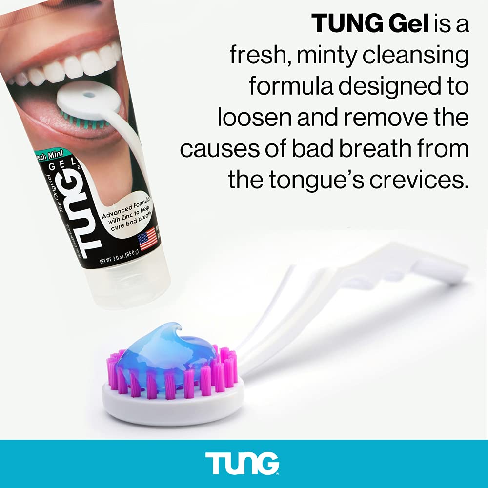 Tung Tongue Cleaning Kit, Tung Brush and Gel, Bad Breath Odor Eliminator, Halitosis Defense, USA Made (Set of 2)