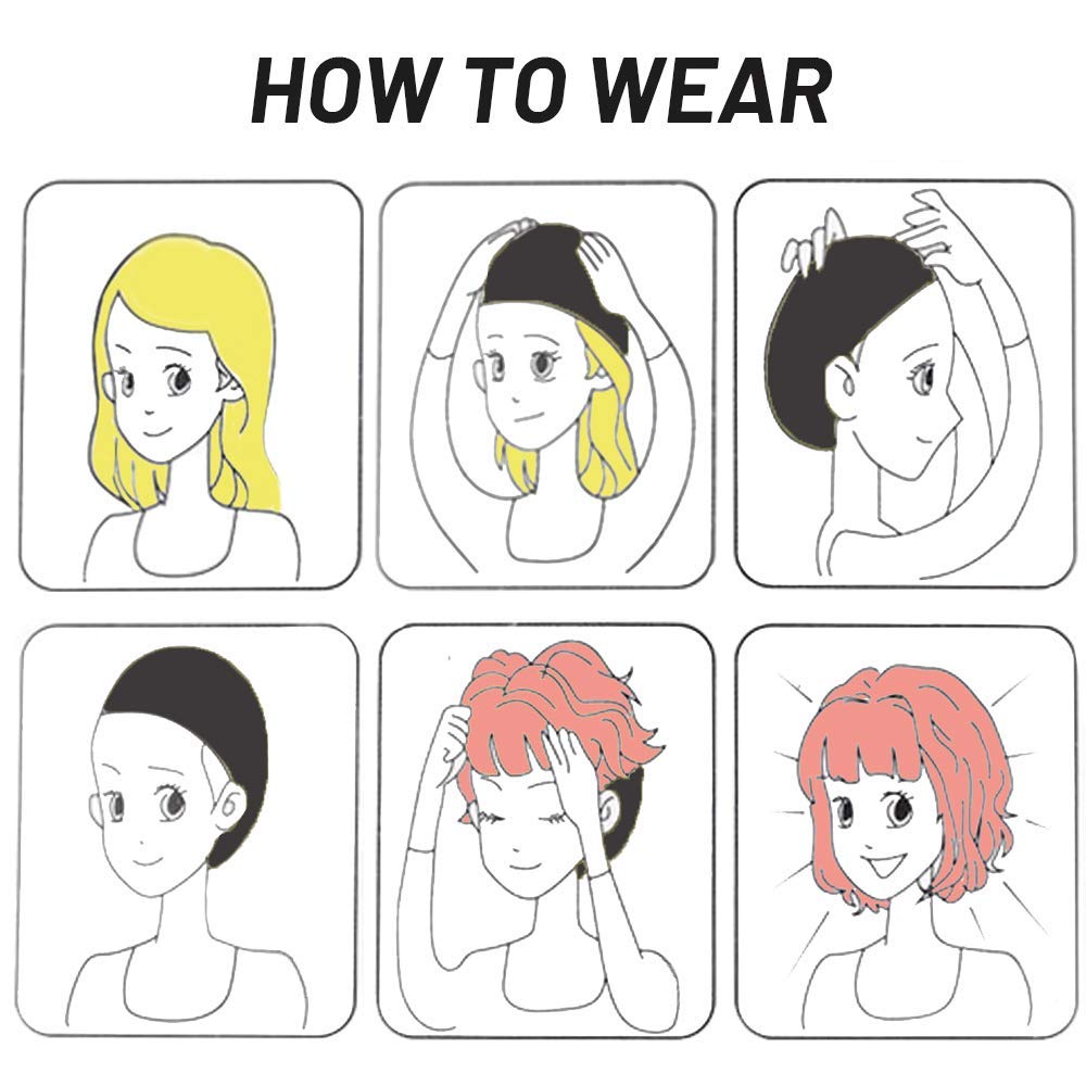 Smilco Mesh Wig Cap 6 Pack Stretchable Mesh Dome Caps for Wigs(Black)