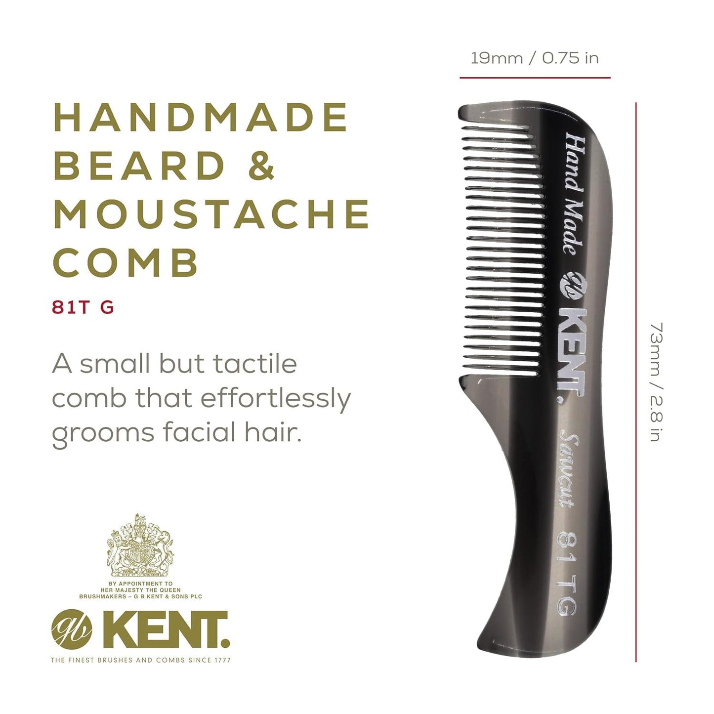 Kent Set Men's Hair Combs - 81T X-Small & 20T Folding Fine Tooth Grooming Kit for Hair, Beard & Mustache - Handmade in England