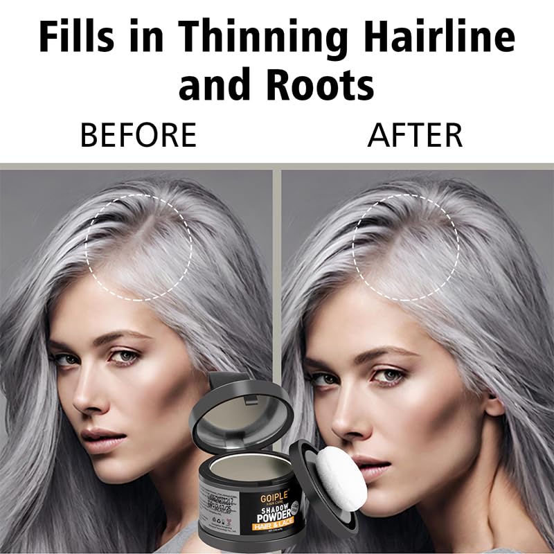Lockmio Root Cover Up Powder for Women - Light Gray Hairline Powder for Bald Spots, Eyebrows, Beard Line, Light-Blonde Hair Fibers for Thinning Hair Shadow Powder 2 Pack