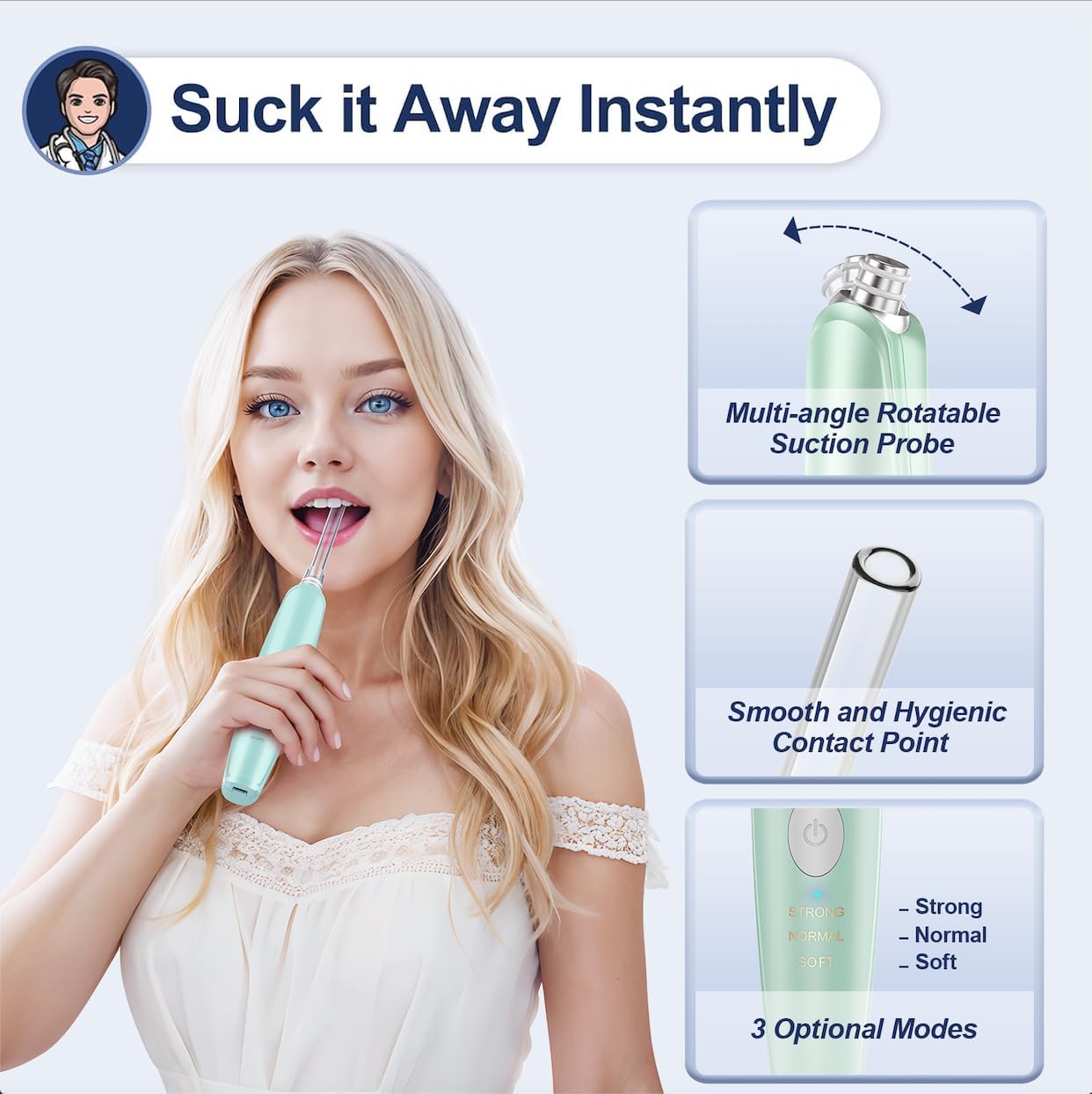 Tonsil Stone Vacuum, Tonsil Stone Remover Kit, 3X Safe Suction, 150 Degree Rotate Electronic Tonsil Stone Remover,12 in 1 Tonsil Cleaner, Oral Lamp, 5X Magnifying Mirror, Water Flosser & Syringe