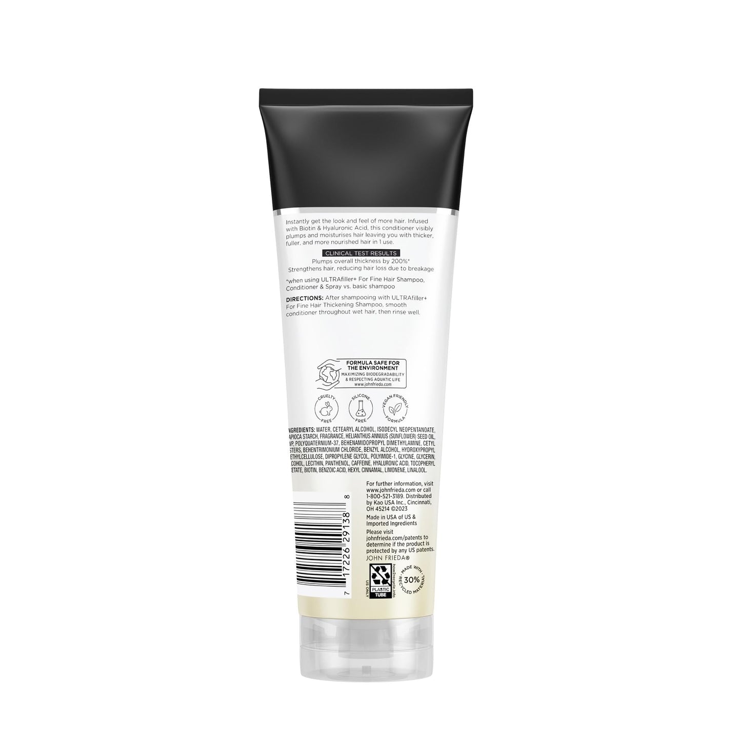 John Frieda ULTRAfiller+ Thickening Conditioner, Strengthening Conditioner for Damaged or Thin Hair, Infused with Biotin and Hyaluronic Acid to Strengthen Hair for Thicker Fuller Results, 8.3 Oz