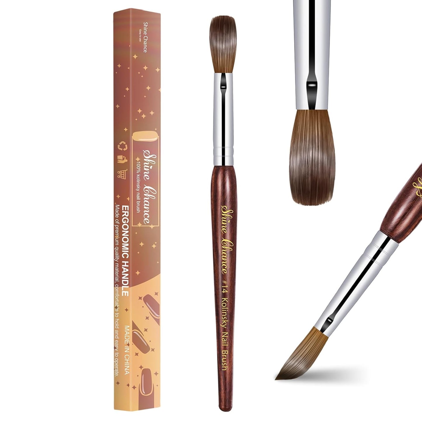 Professional Acrylic Nail Art Brush - Size 16 Kolinsky Hair Oval for DIY Salon