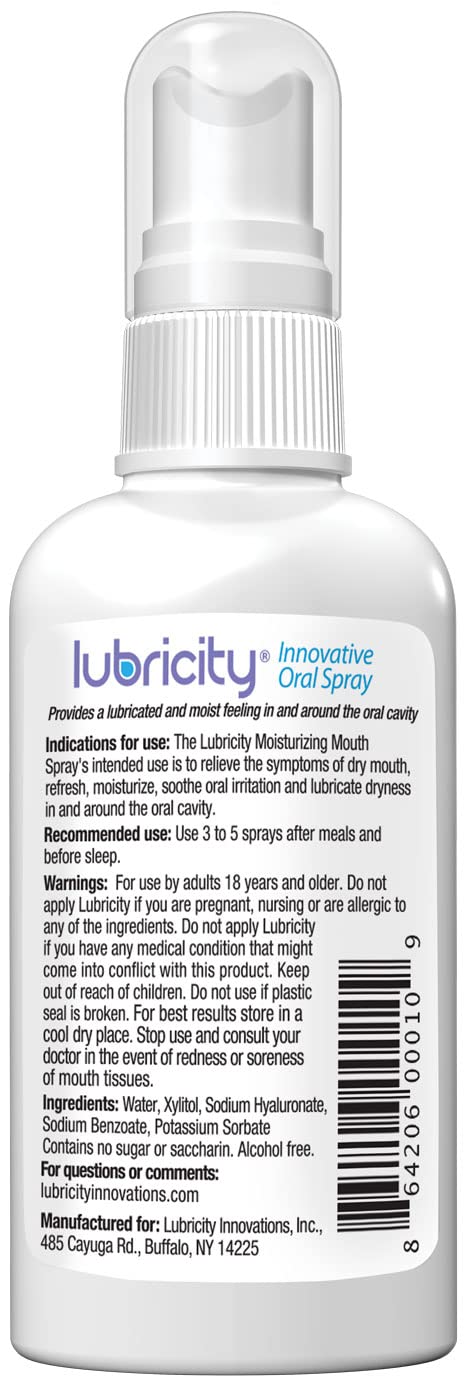 Lubricity Dry Mouth Oral Spray for Symptomatic Relief of Dry Mouth, Flavorless - 2 oz, 30 Day Supply