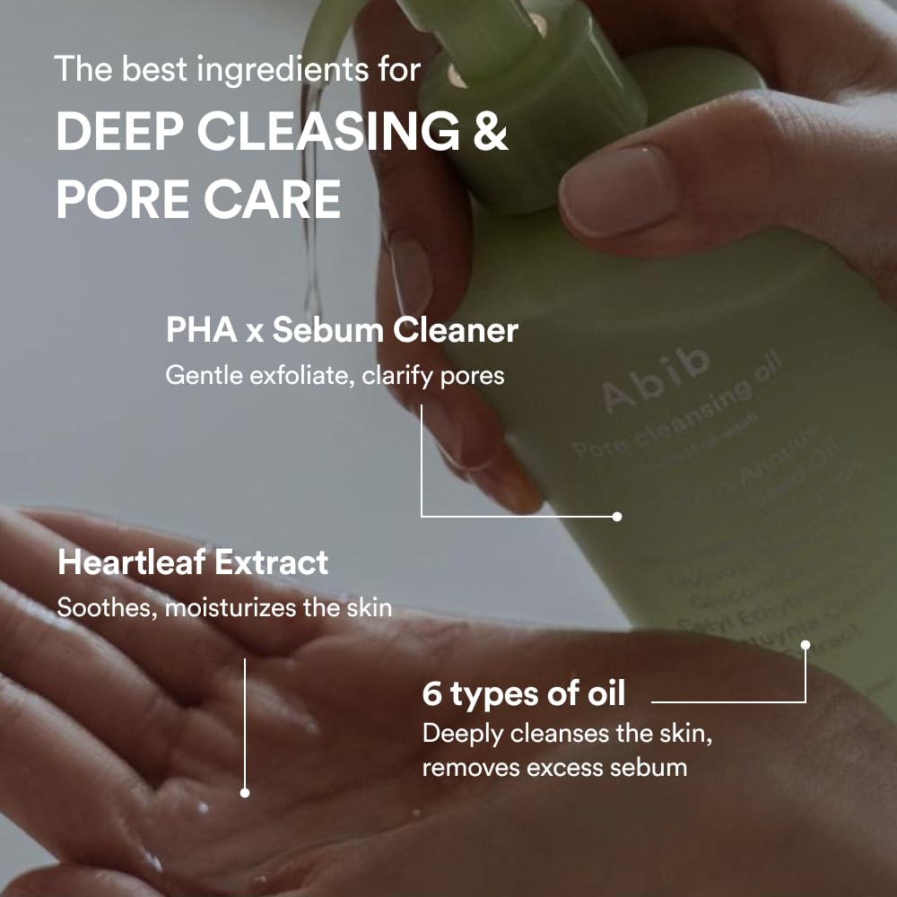 Abib Heartleaf Pore Cleansing Oil 200ml - Gentle Cleanser for Sensitive Skin & Blackhead Removal
