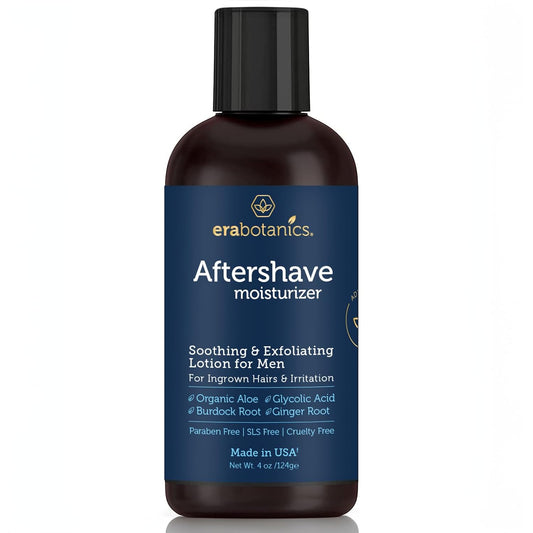 Aftershave for Men - Soothing Moisturizing Lotion with Ginger & Burdock Root - Exfoliates Ingrown Hairs & Irritation - Made in USA