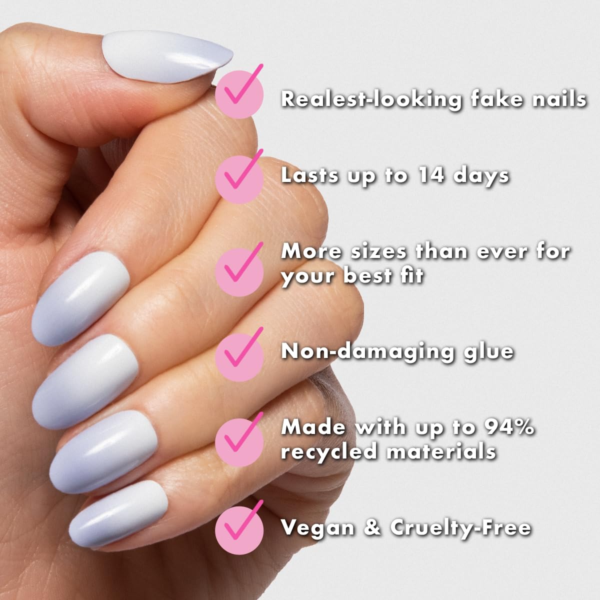 Olive & June Instant Mani Press On Nails (Glue) | Blue Gradient | Medium, Almond 42 Fake Nails, 21 Sizes Non-Toxic, Long-Lasting Recycled Materials Realistic Look | BP Ombre