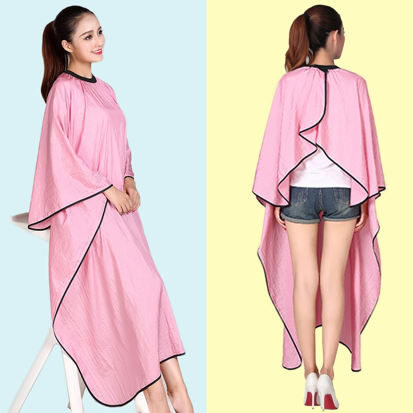 Iusmnur Barber Cape, Professional Hair Salon Cape with Adjustable Metal Clip, Shampoo Hair Cutting Cape for Barbers and Stylists - 55 x 63 inches (Pink)