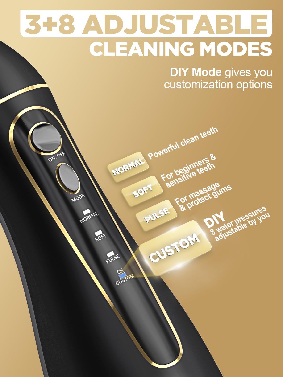 Oralfree Water Flosser Teeth Pick - Dental Cordless Portable Floss Picks Rechargeable Travel Pik Irrigation Cleaner IPX7 Waterproof Oral Irrigator Electric Flossing Machine for Home Teeth Cleaning