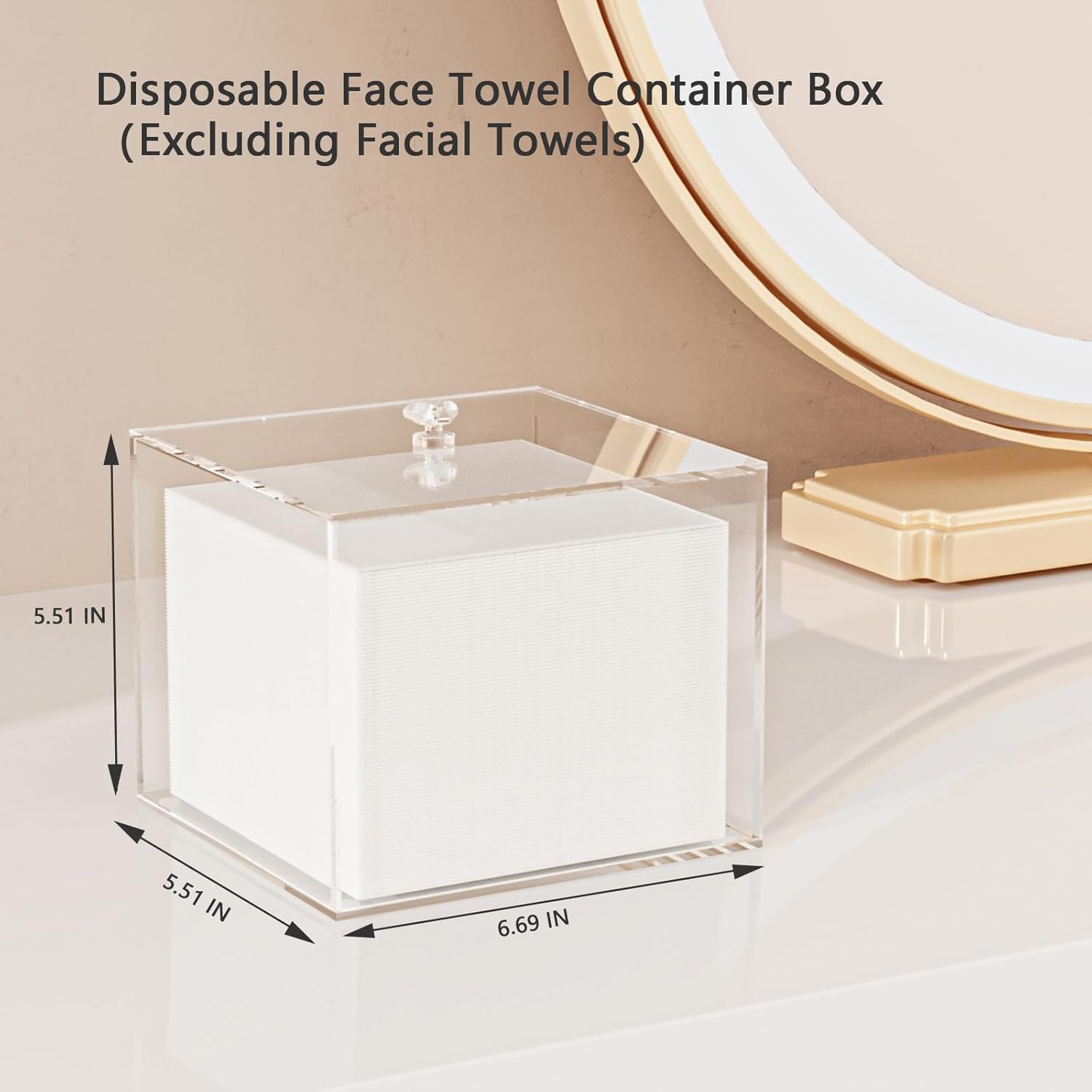 Clean Skin Club Acrylic Disposable Face Towels Holder - Bathroom Organizer & Storage Box