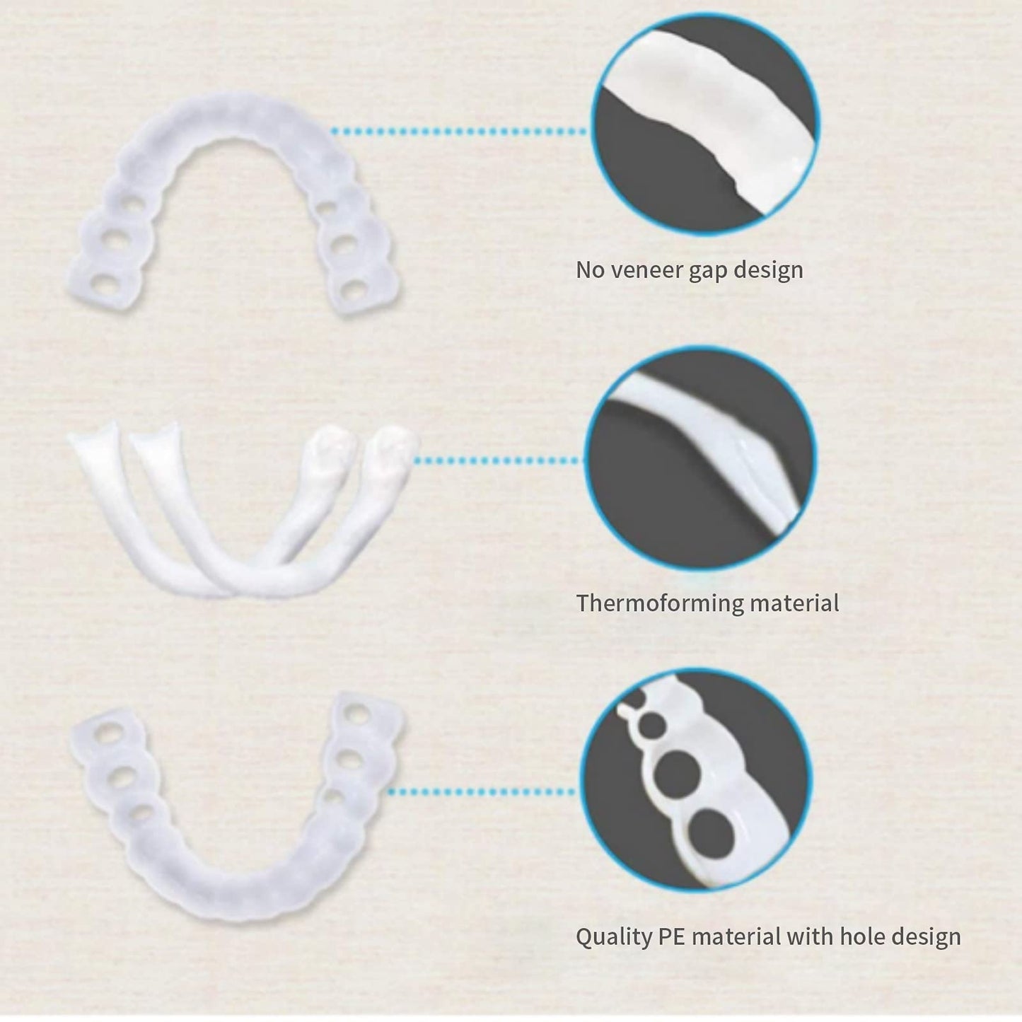 2 Pairs Veneers Snap in Teeth Teeth Comfort Fit Whitening Veneer Snap on Dentures with Woman & Man Party in Smile Beautiful Snapping instants