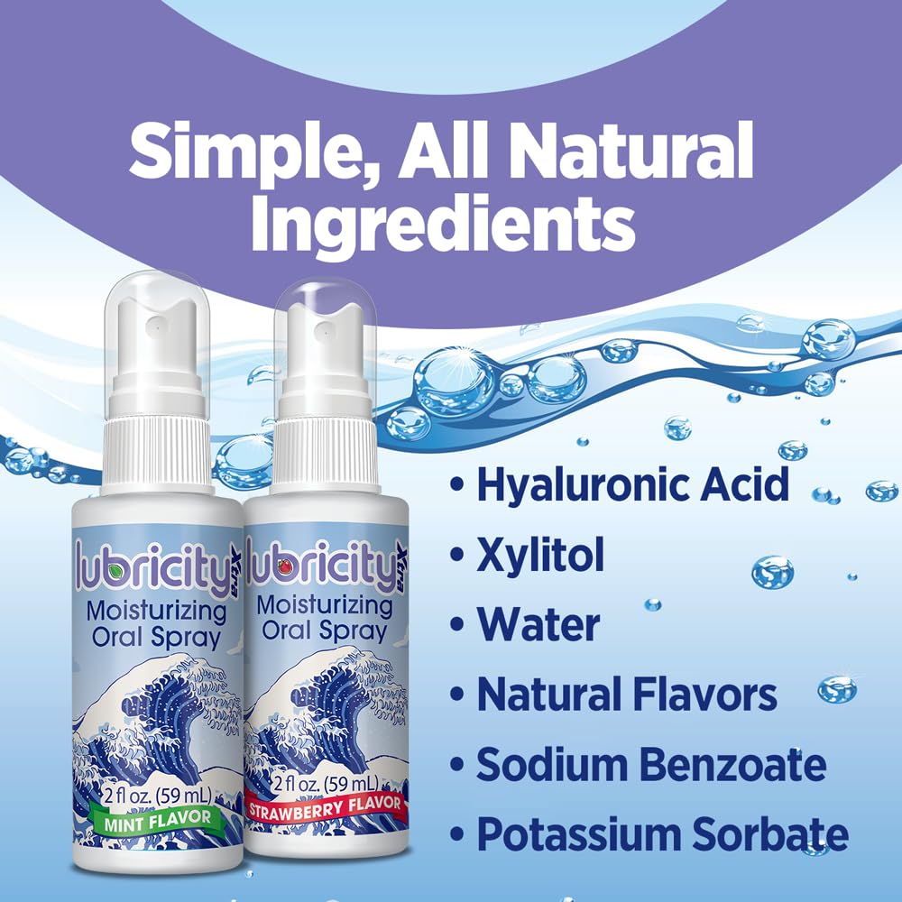 Lubricity Xtra Dry Mouth Spray - Advanced Formula - Hyaluronic Acid and Xylitol, Saliva Substitute Moisturizing Oral Spray, The Most Satisfactory Solution in Dry Mouth Products (2 Fl. Oz., Strawberry)