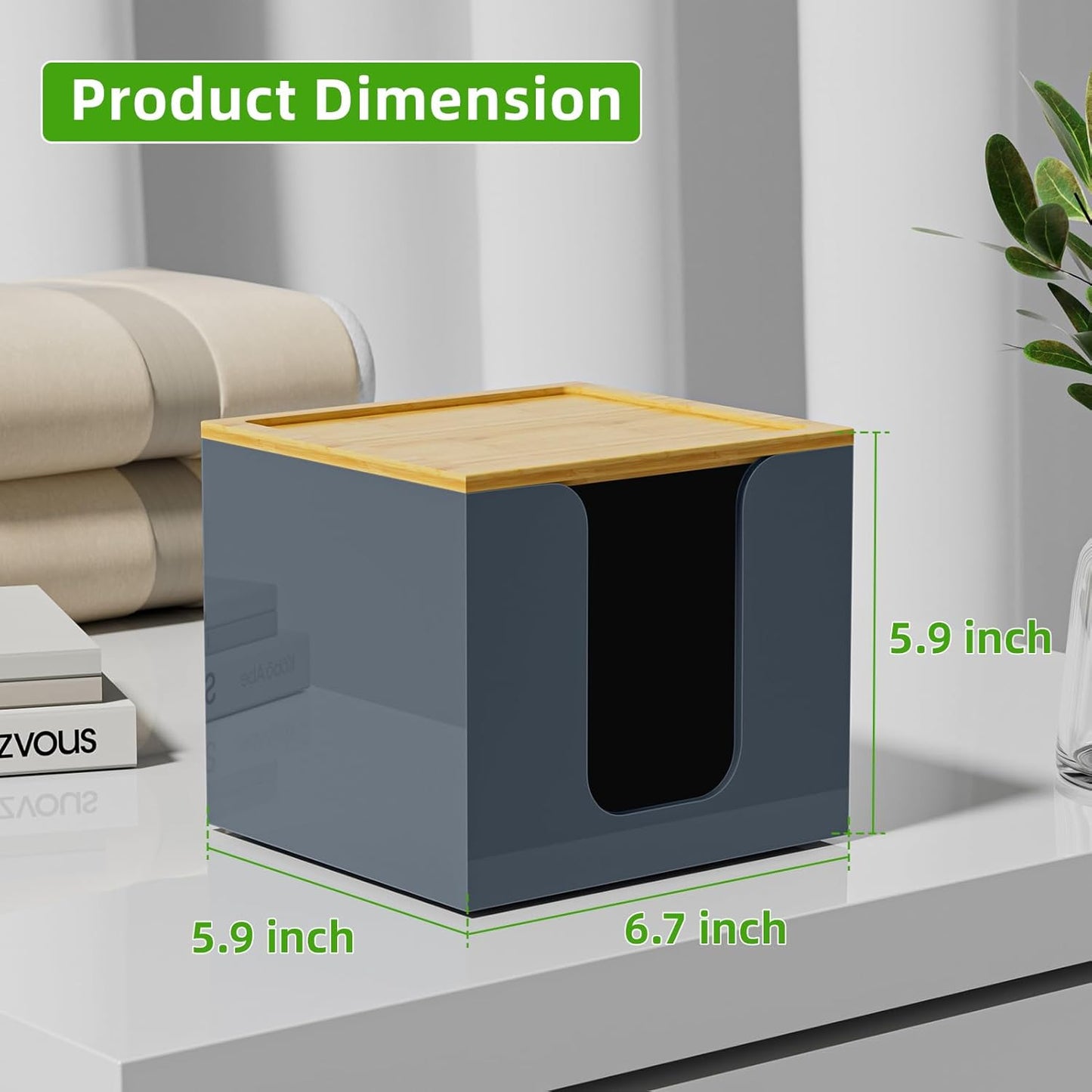 VITVITI Acrylic Face Towel Holder Box - Large Disposable Towel Storage with Bamboo Lid for Bathroom & Vanity