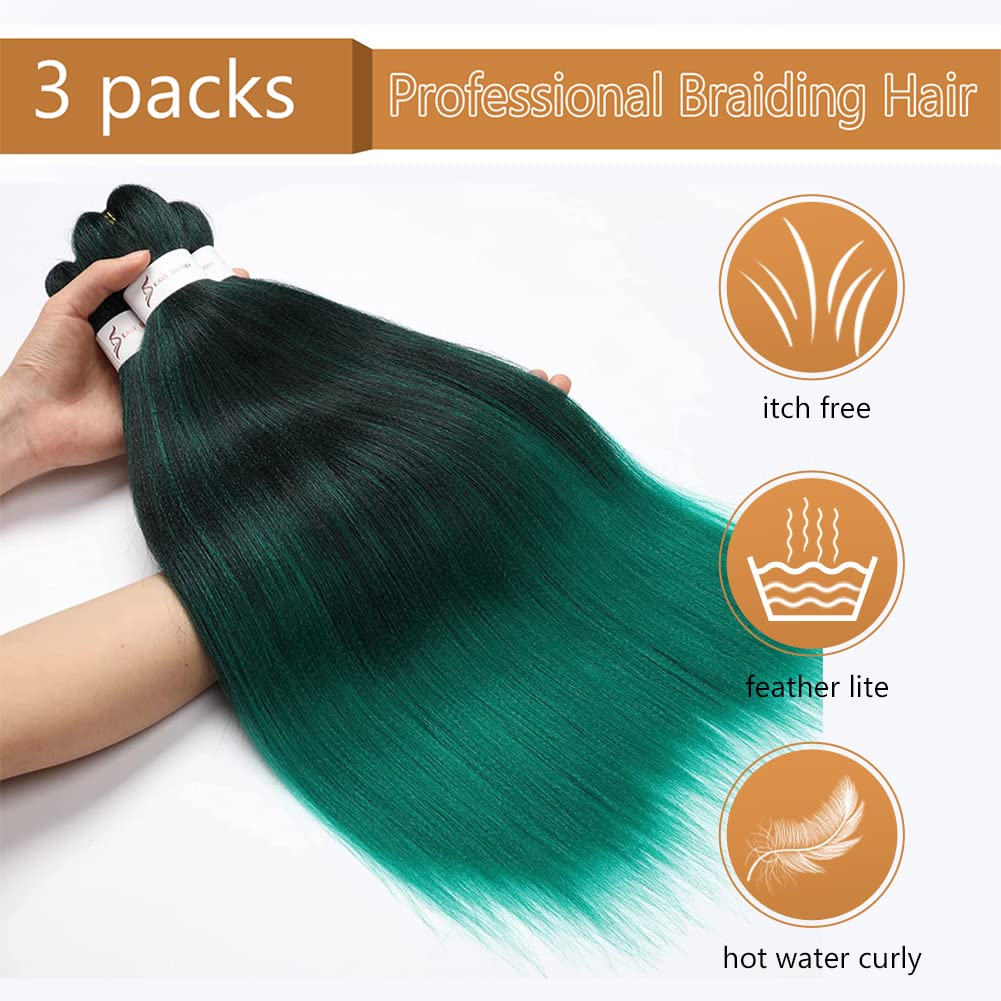 8 Packs 20-Inch Ombre Pre-Stretched Braiding Hair - Soft Yaki Texture Extensions