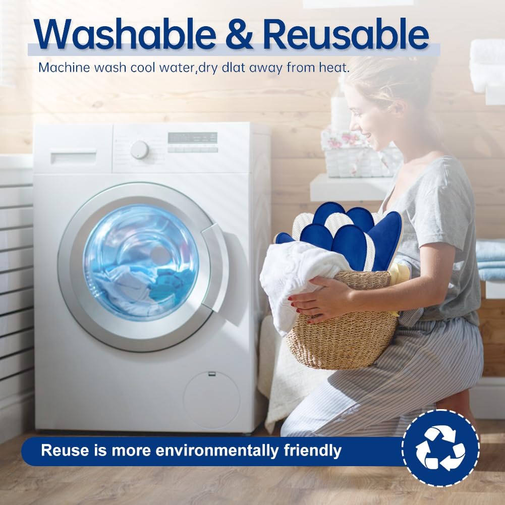 Non-Slip Disposable Slippers - 2-6 Pairs, Washable Velvet Closed Toe for Guests, Hotel & Spa