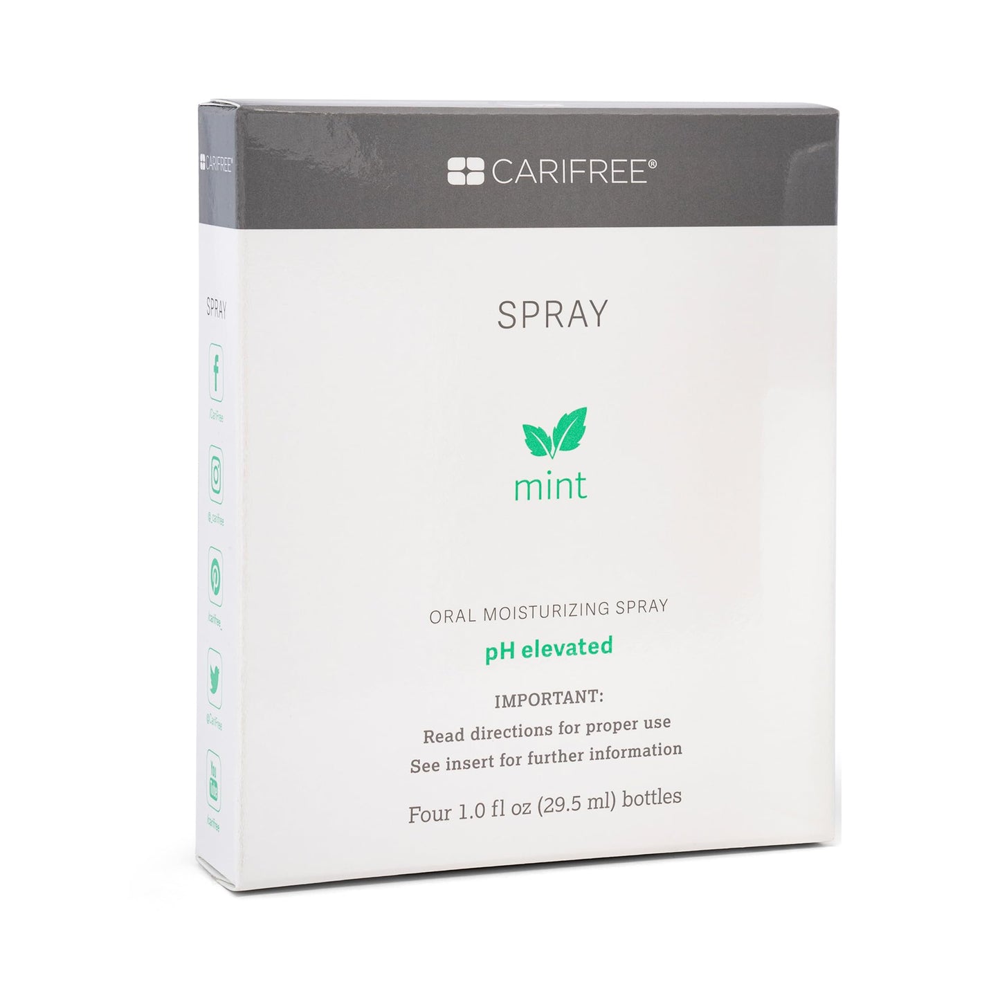 CariFree Oral Spray, Mint Flavored, Xylitol for Moisturization, Neutralizes pH, Fluoride-Free, Freshen Breath, Recommended by Dentists, Made in The U.S.A. 4 Bottles (1 fl. oz. Each)