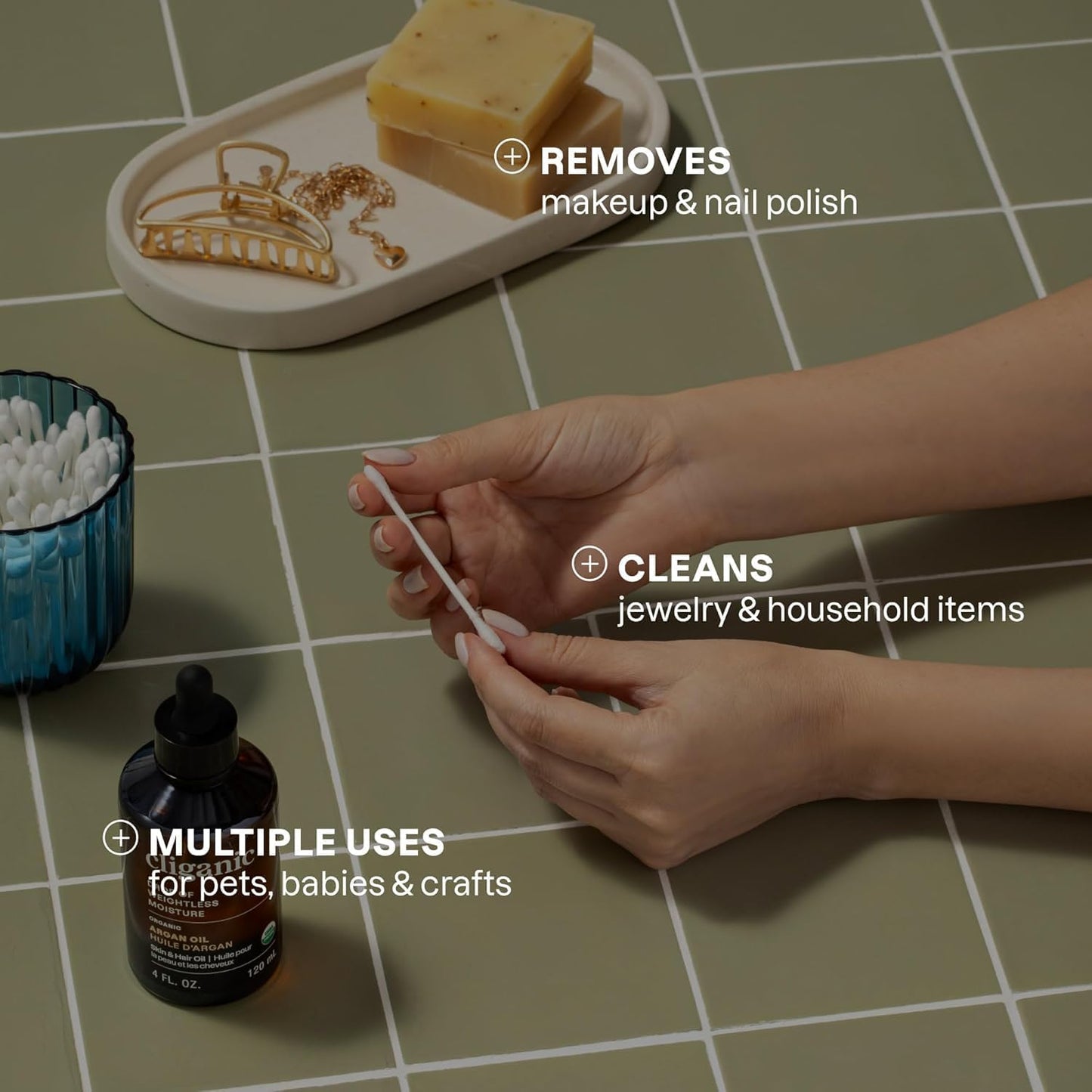 Cliganic Organic Cotton Swabs - 1500 Count, 100% Pure Natural & Hypoallergenic Buds