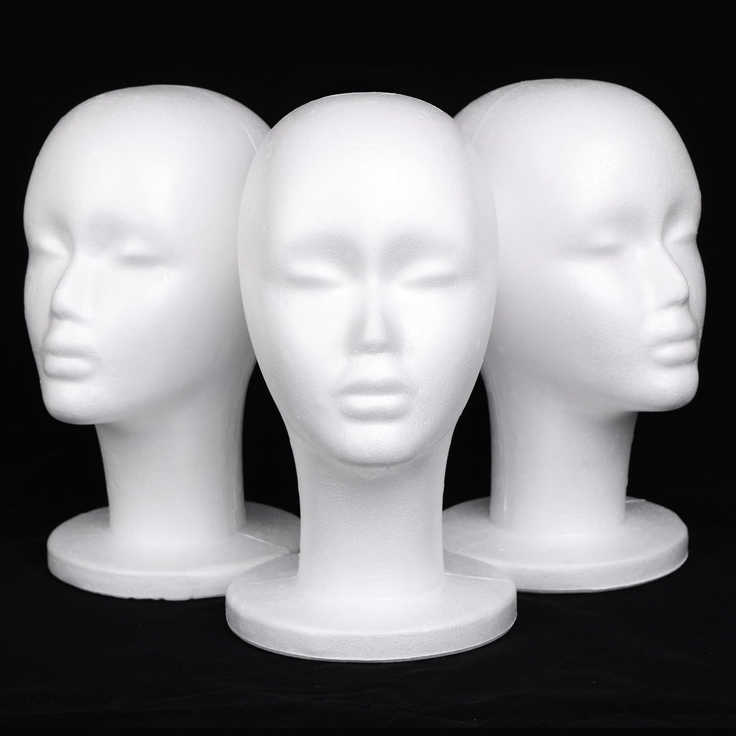 Leeven 3 Packs Foam Wig Head Female Styrofoam Mannequin Head Stand for wigs foam heads Wig Display for Style, Model, Display Hair, Hats, Hairpieces, Mask , Salon and Travel