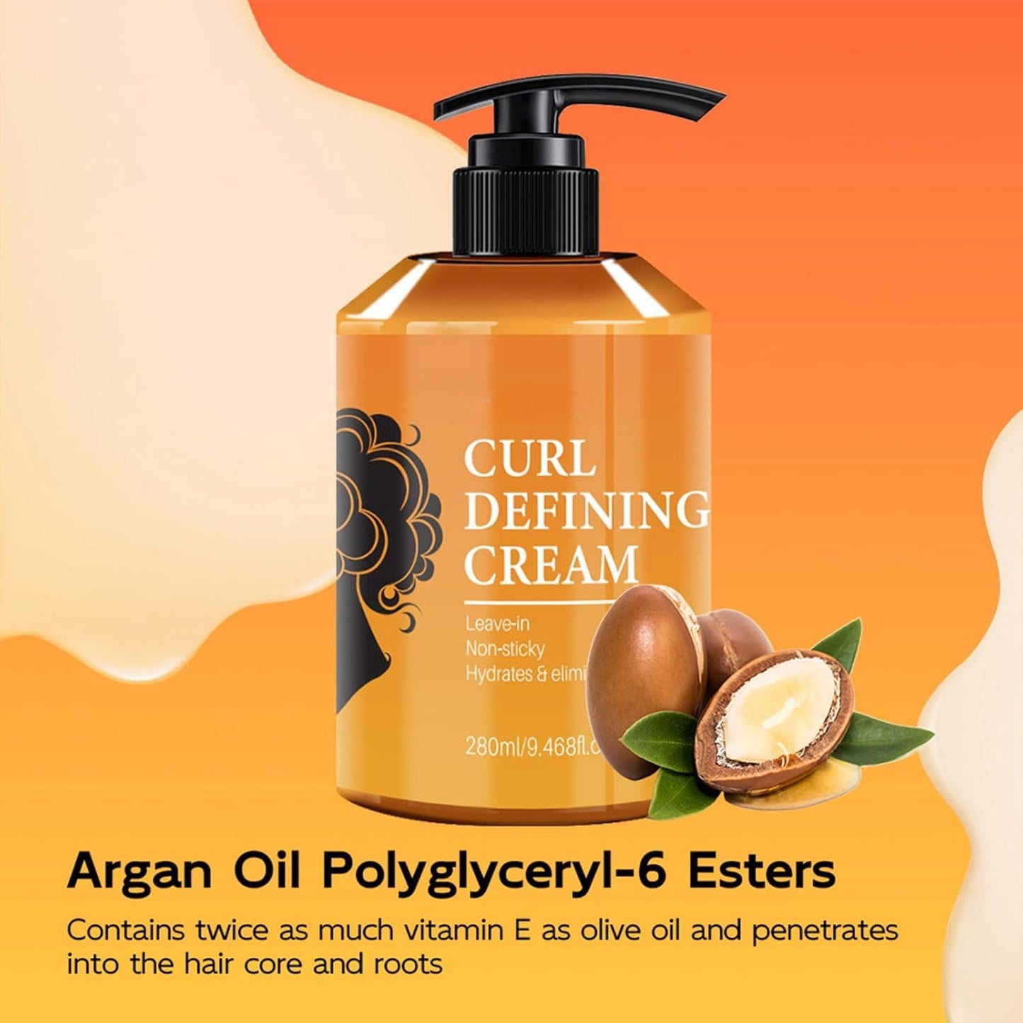 Curl Defining Cream Hydrating Argan Oil Hair Mask Curl Cream for Enhances Wavy Hair and Curly Hair, Smoothing Curling Cream Detangles, Conditions and Reduces Frizz (1 Pack)