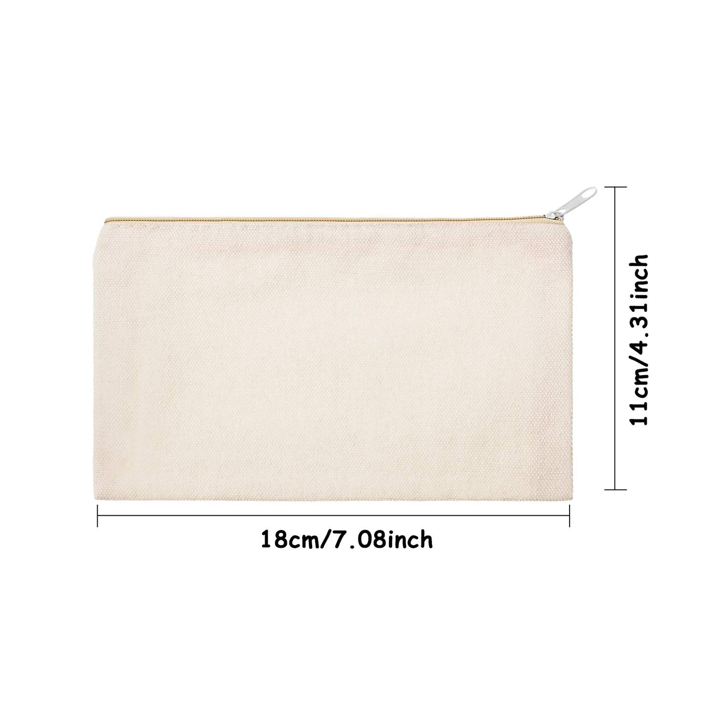 16 Pack Canvas Makeup Bags - Blank Zipper Pouches for DIY Crafts & Travel Toiletry Storage (Beige)