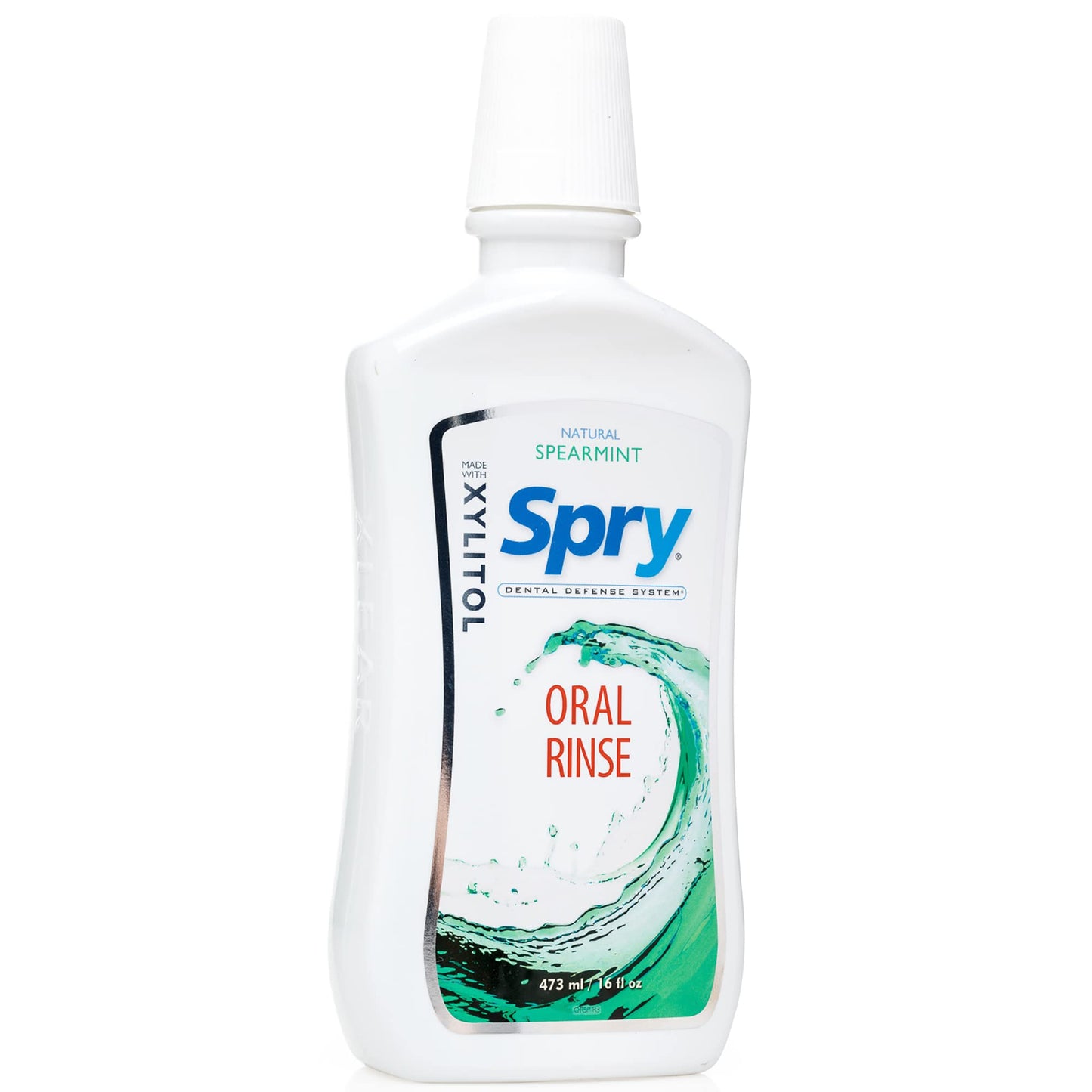 Spry Natural Xylitol Mouthwash Fluoride Free with Enamel Support, Gentle Alcohol Oral Rinse, Non-GMO, Spearmint - 16 fl oz (Pack of 2)