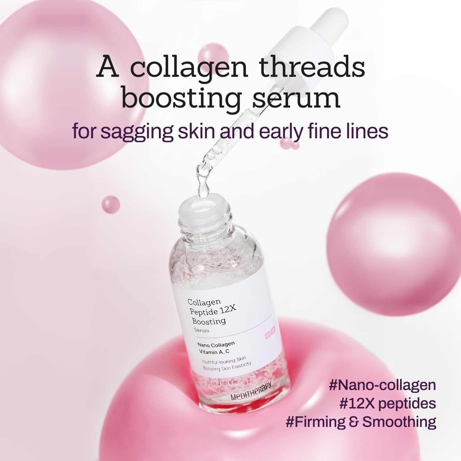 Collagen Peptide Serum for Firm, Youthful Skin - Reduces Deep Wrinkles & Boosts Elasticity, 1.01 fl. oz - Korean Skincare