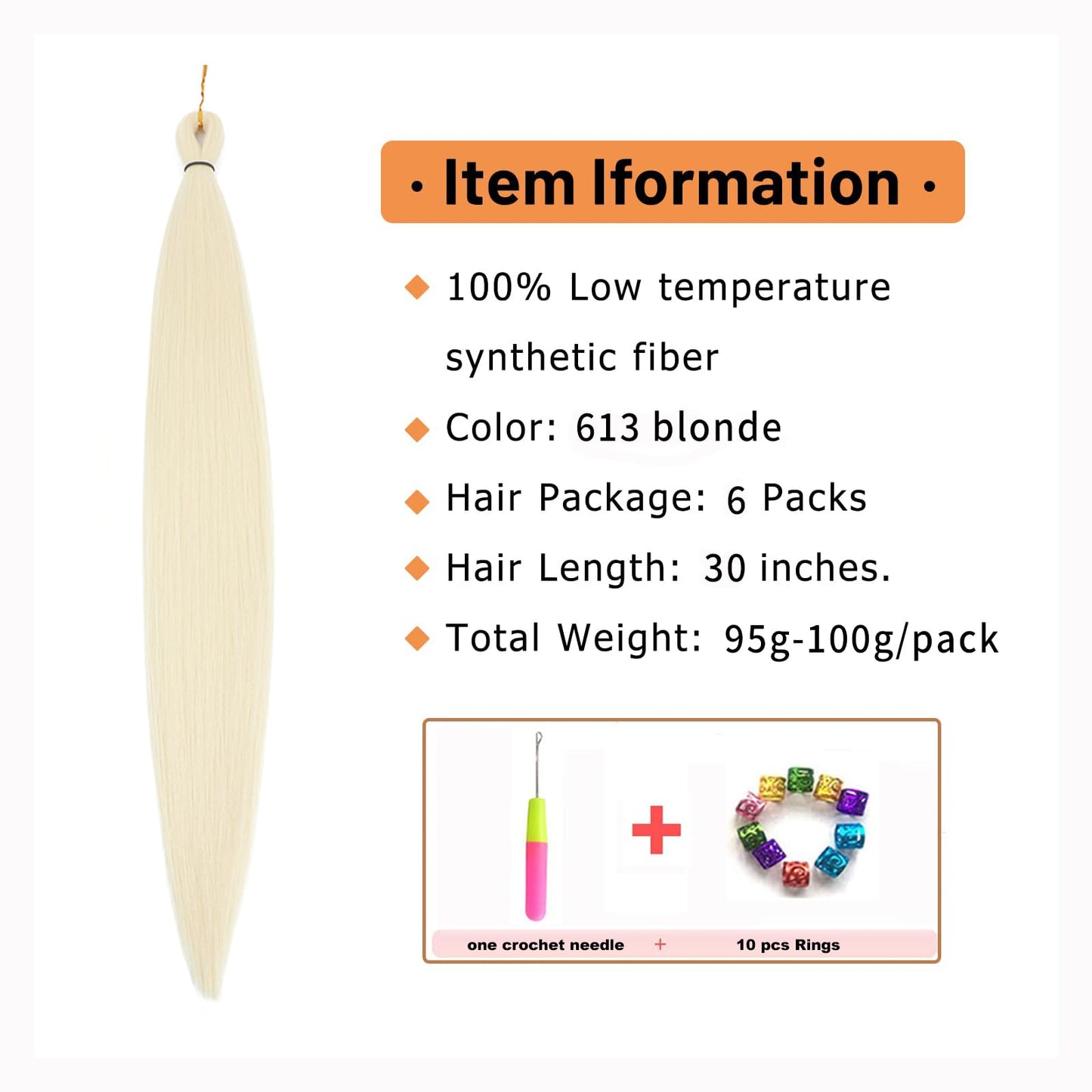 Braiding Hair Pre Stretched 6packs 30 inch 613 Blonde Braiding Hair EZ Braid, Long Braids for Black Women Hot Water Setting Hair Extensions for Braids