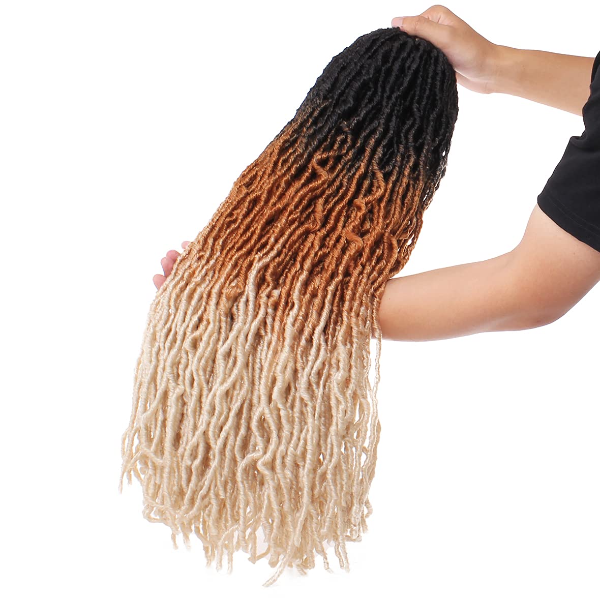 Faux Locs Crochet Hair - 18 Inch Pre-Looped 7 Packs Soft Natural Black Goddess Locs for Women