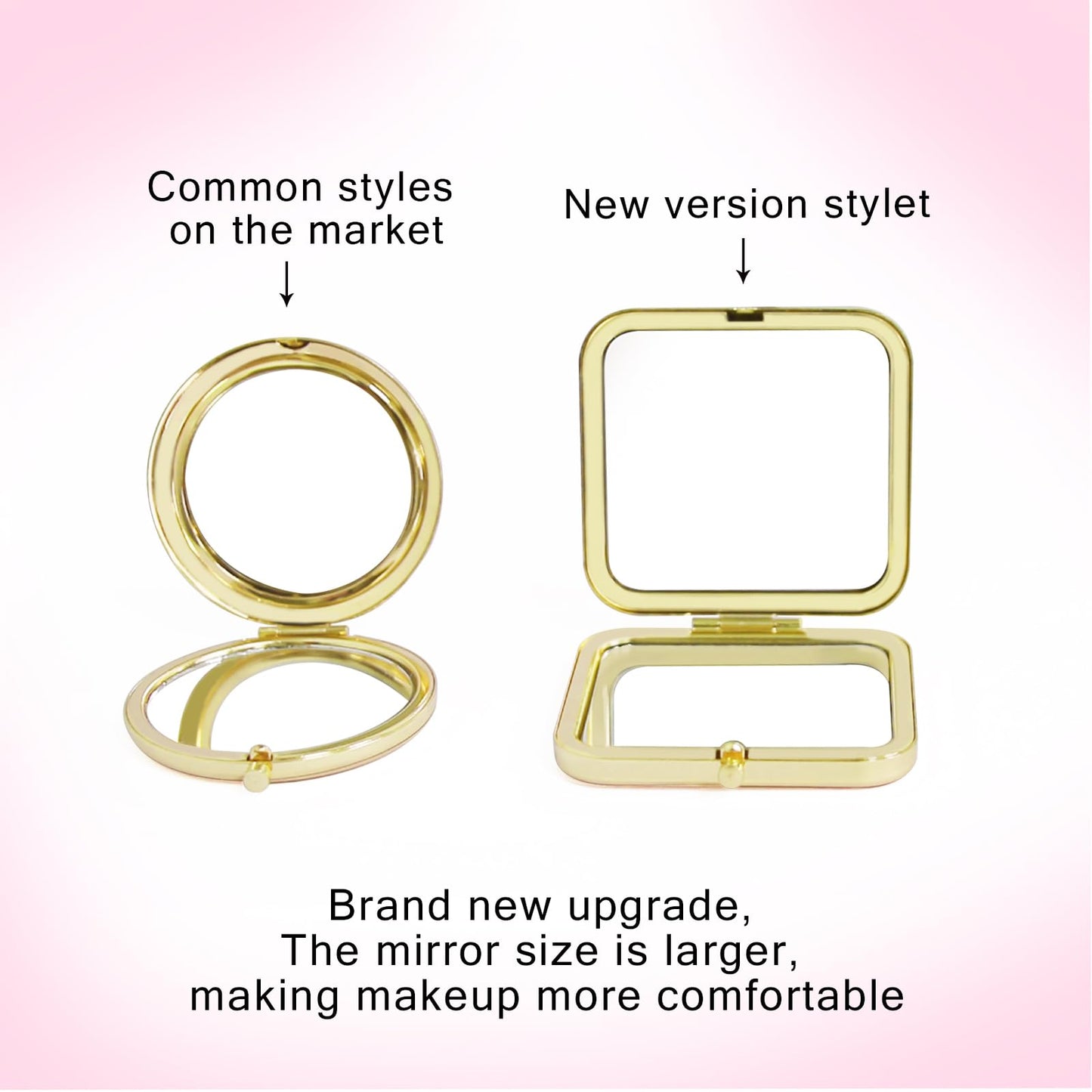 GLINTZ Compact Vanity Mirror for Women Men, Travel Makeup Mirror for Handbag Pocket Wallet, Portable Double-Sided Magnifying Cosmetic Mirror for Daily, Work, Business Gold
