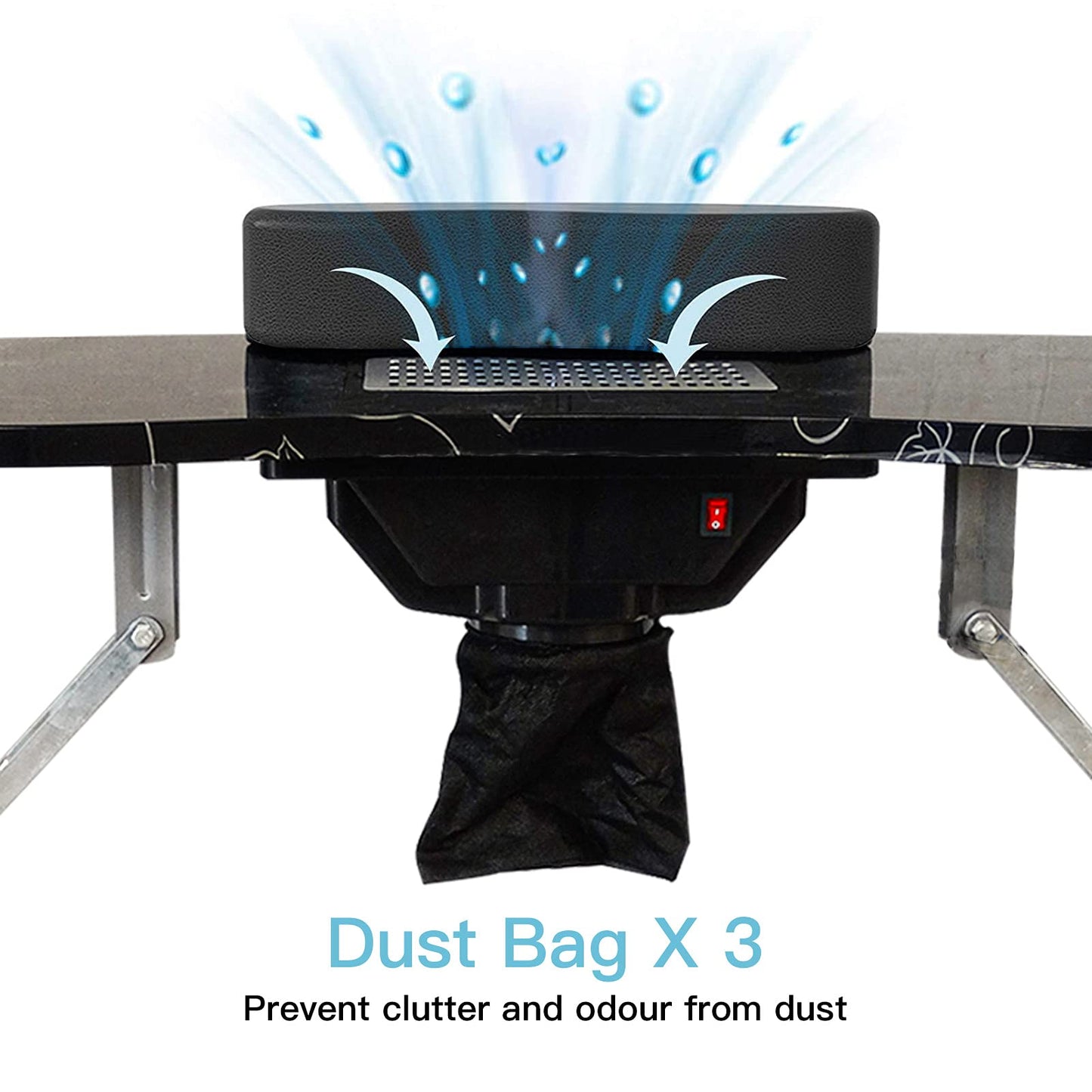 LOVELOGY Portable Manicure Table,Nail Desk 4 Lockable with Wheels,Manicure Desk for Nail Tech with LED Light & Dust Collector,Black