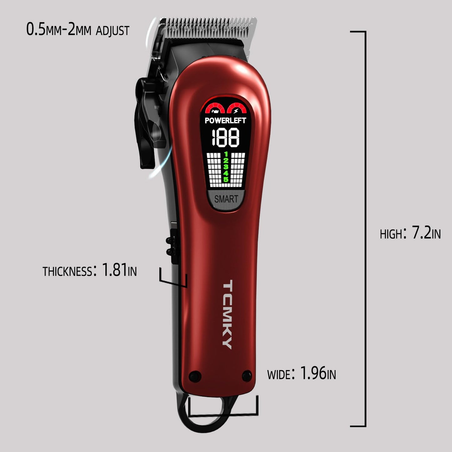 TCMKY Hair Clippers for Men Professional Clippers for Men Cordless&Corded Barber Clippers for Hair Cutting & Grooming. Rechargeable Hair Trimmer Kit for Household (Red)