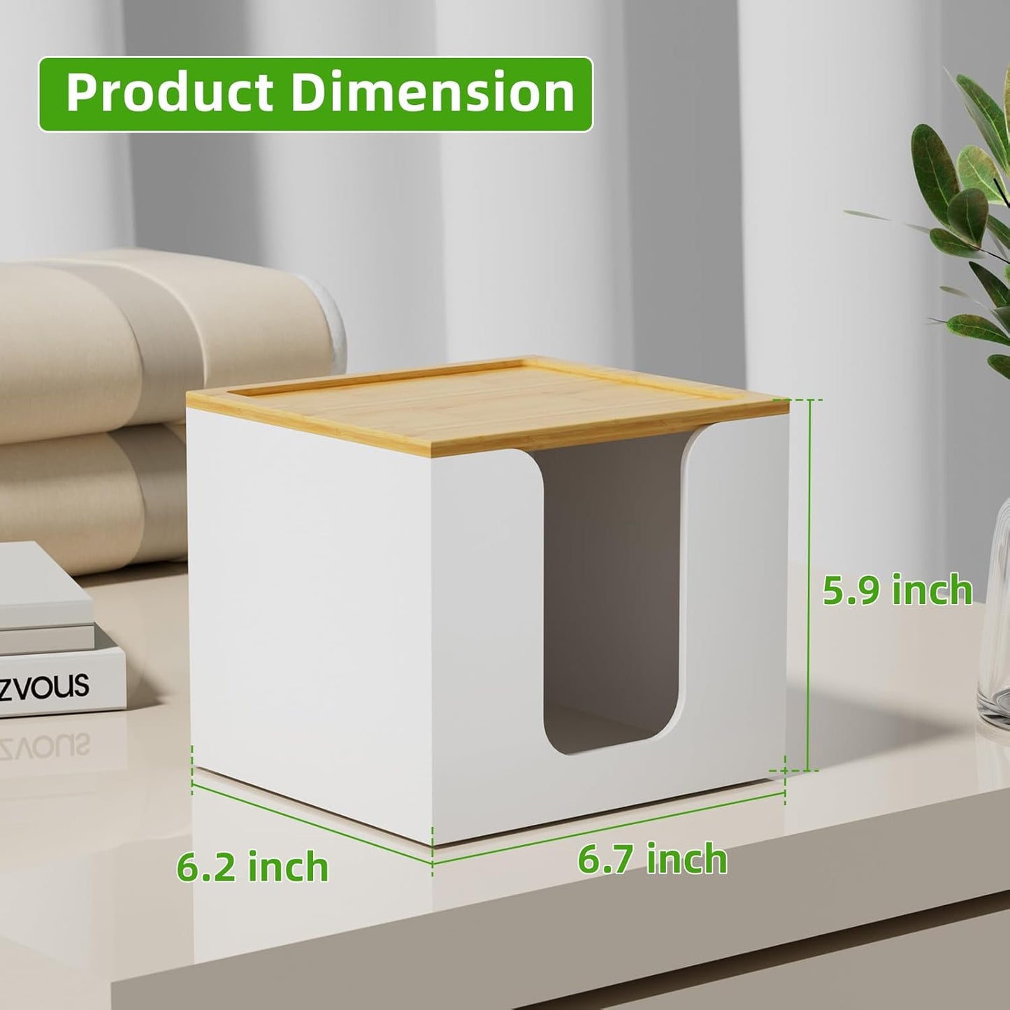 VITVITI Acrylic Face Towel Holder Box - Large Disposable Towel Storage with Bamboo Lid for Bathroom & Vanity