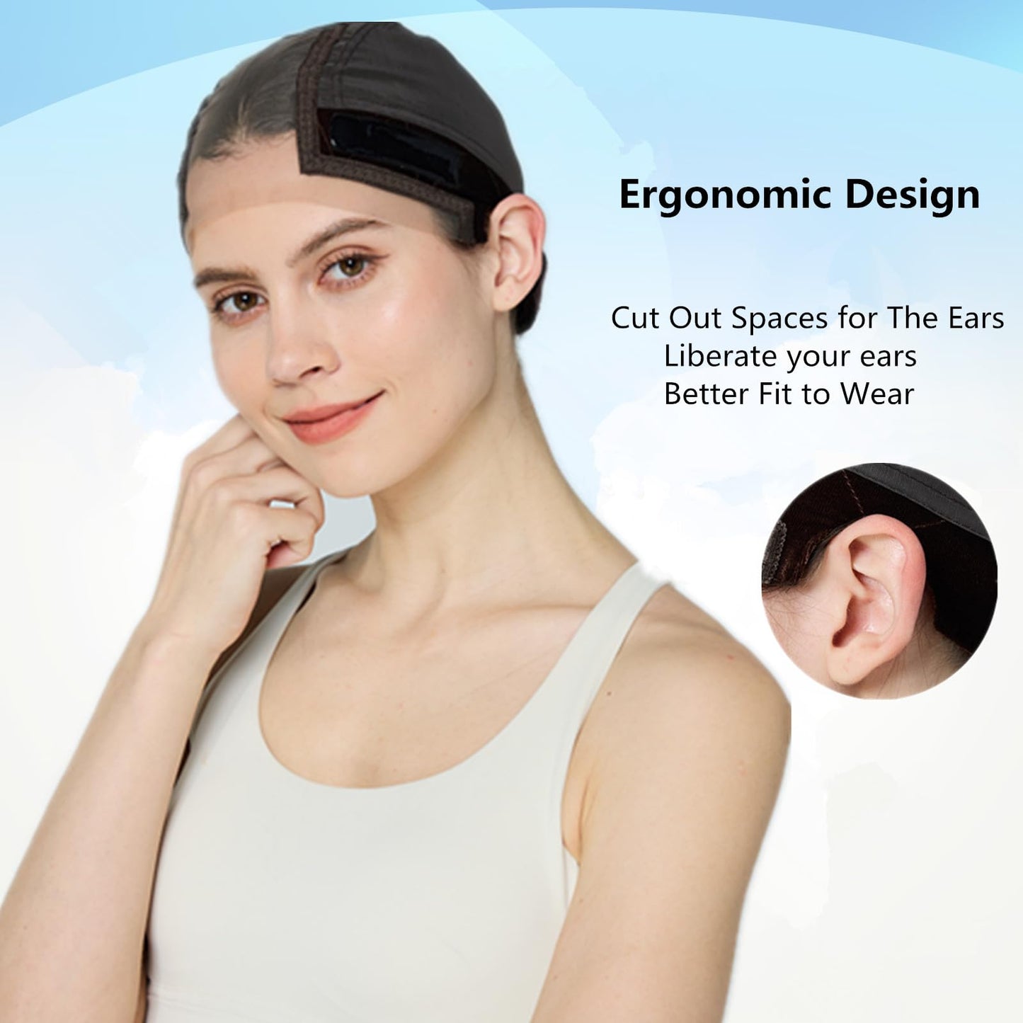 Xiushumyi Wig Cap Lace Wig Grip Cap for Keeping Wigs in Place Wig Cap with Grip Band Make Your Wigs Glue Free Non-Slip Wig Caps for Women (Brown, M)