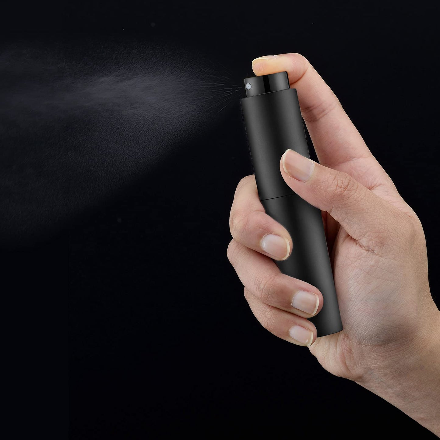 Tekson 10ml Travel Perfume Atomizer Refillable, Mini Cologne Spray Bottle Empty, Small Coffee Spray Bottle (Black)