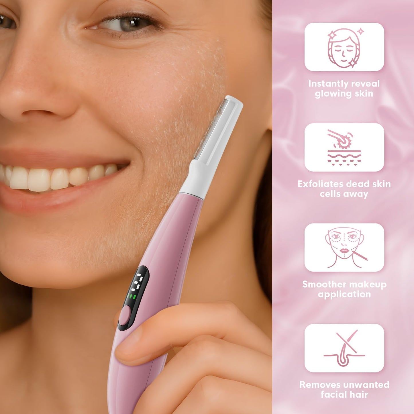 Sonic Smooth Dermaplane Razor for Women Face,Women’S Facial Exfoliation & Peach Fuzz Hair Removal System,Anti-Aging–3 Speeds–8 Dermaplaning Blades–Rechargeable,Sonicsmooth Sonic Dermaplaning Tool