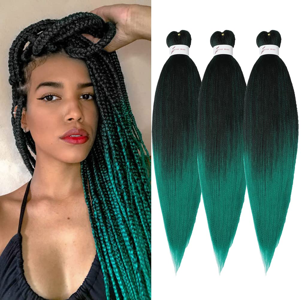 8 Packs 20-Inch Ombre Pre-Stretched Braiding Hair - Soft Yaki Texture Extensions