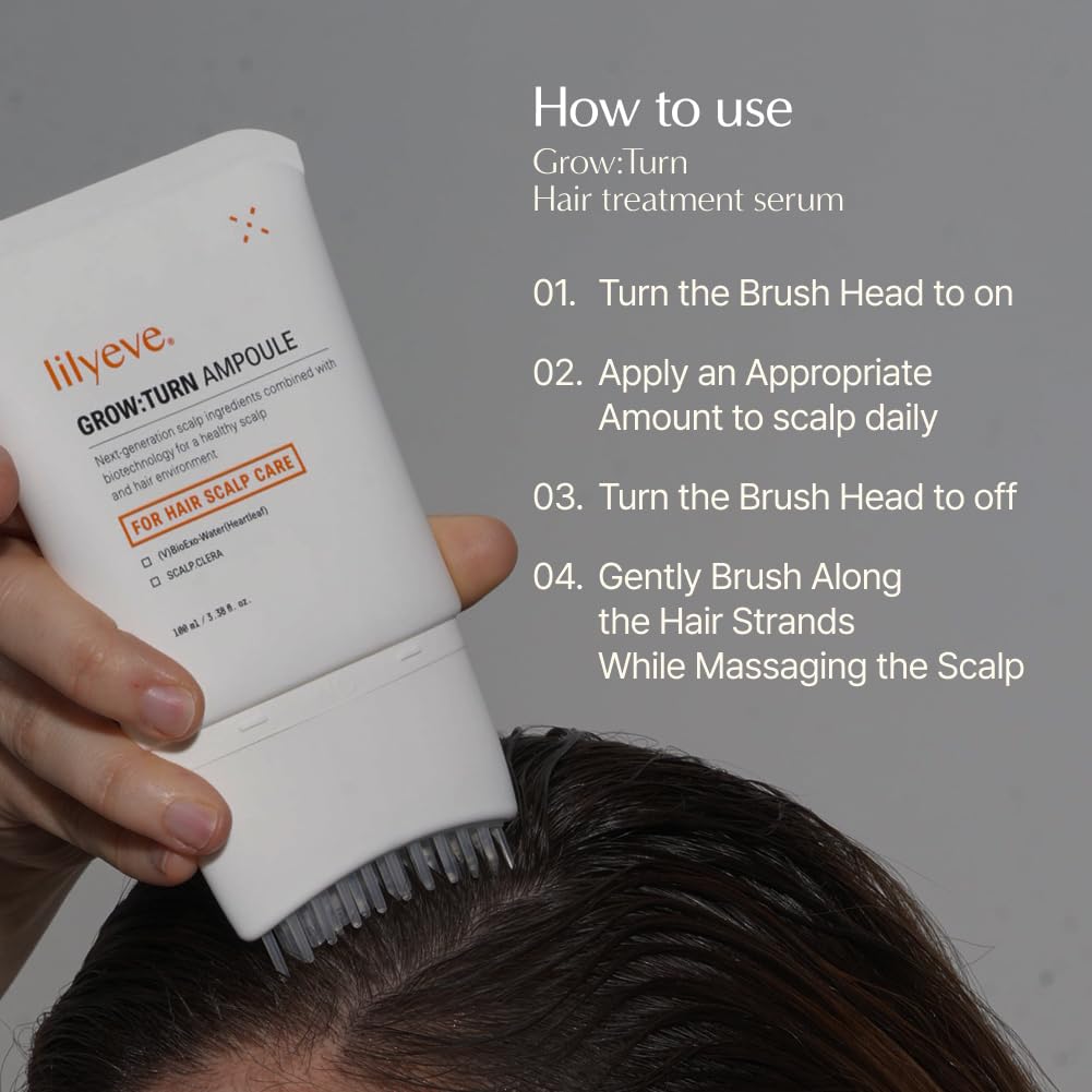 Growturn Hair serum with Built in Brush for Hair Growth & Thickening | Treatment for Thinning Hair, Hair Loss | Low Irritation, Fragrance-Free, Sulfate & Paraben-Free, 3.38 fl. oz. (Pack of 1)