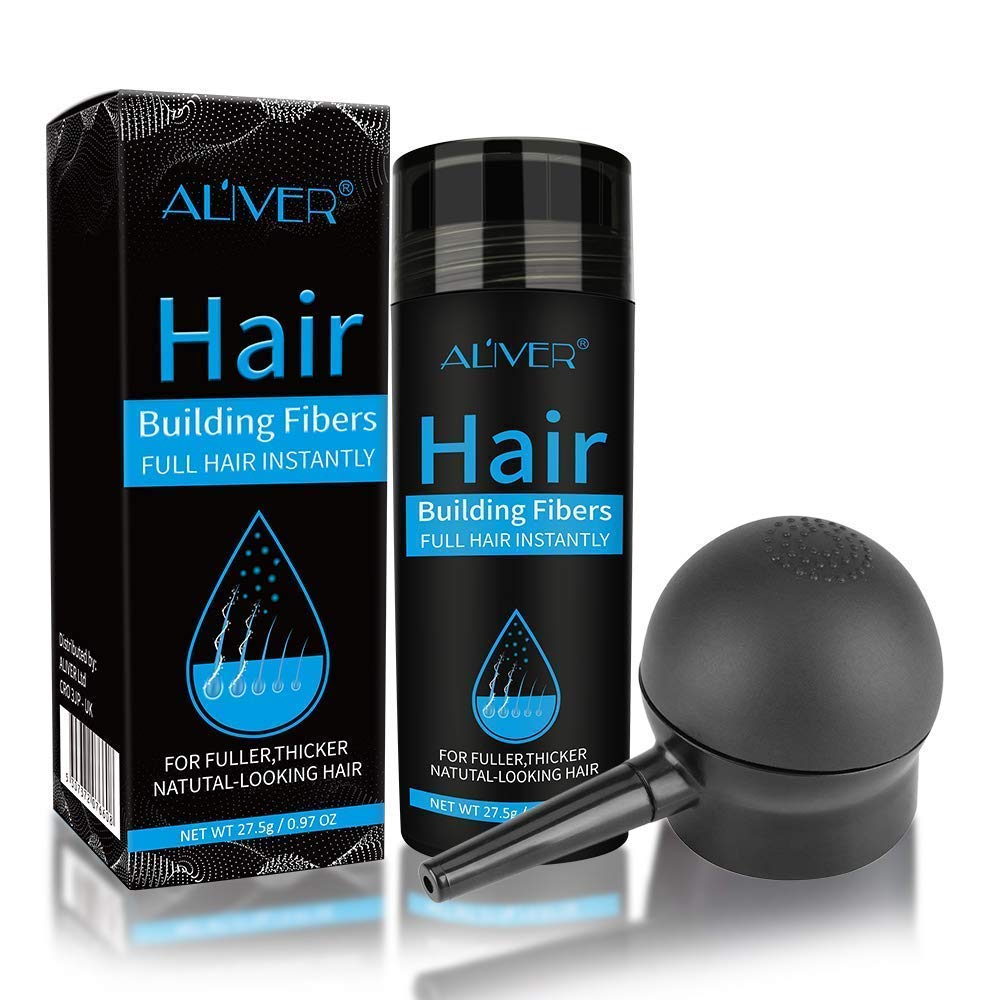 Hair Fibers for Thinning Hair With Spray,Undetectable Natural Formula,Thicker Fuller Hair in 15 Seconds,Instantly Conceal & Thicken Thinning or Balding Hair Areas,For Men&Women,Black