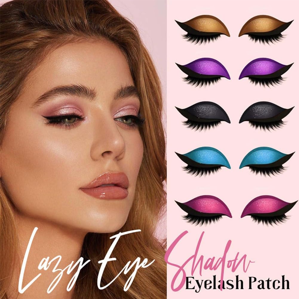 Lazy Eye Shadow Eyelash Patch, 3-in-1 Reusable Eyeshadow, Colorful Eyelash Makeup Stickers with False Lashes Shadow & Eyeliner, Makeup Stencils Sticker for All Eye Shapes(C1)