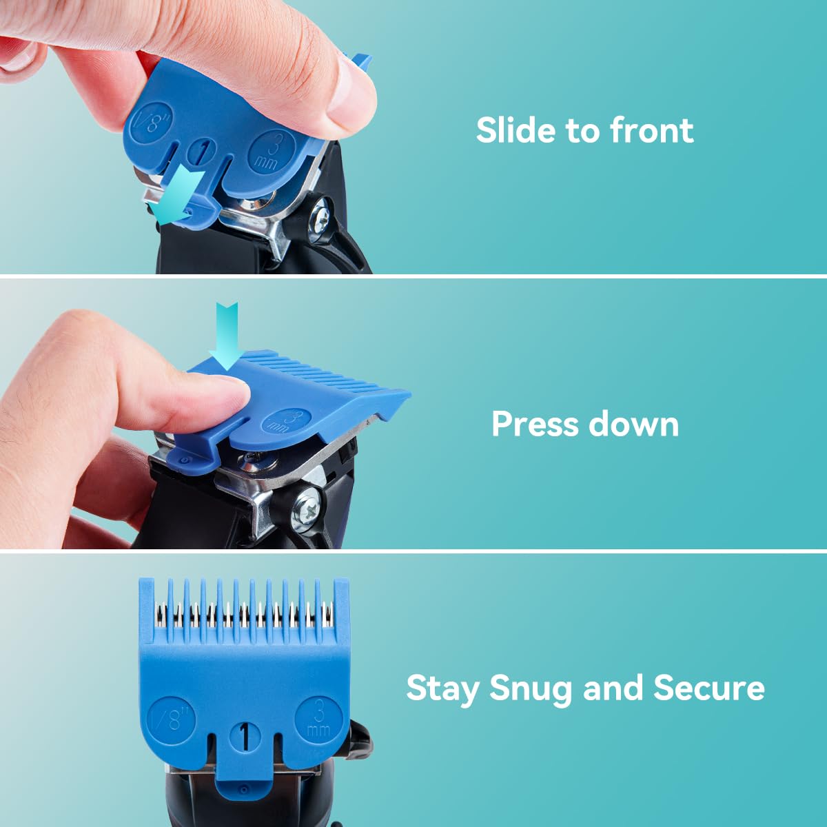 10 Professional Hair Clipper Guards Cutting Guides Compatible with Most Wahl Clippers with Organizer, Color Coded Clipper Combs Replacement - 1/16" to 1"