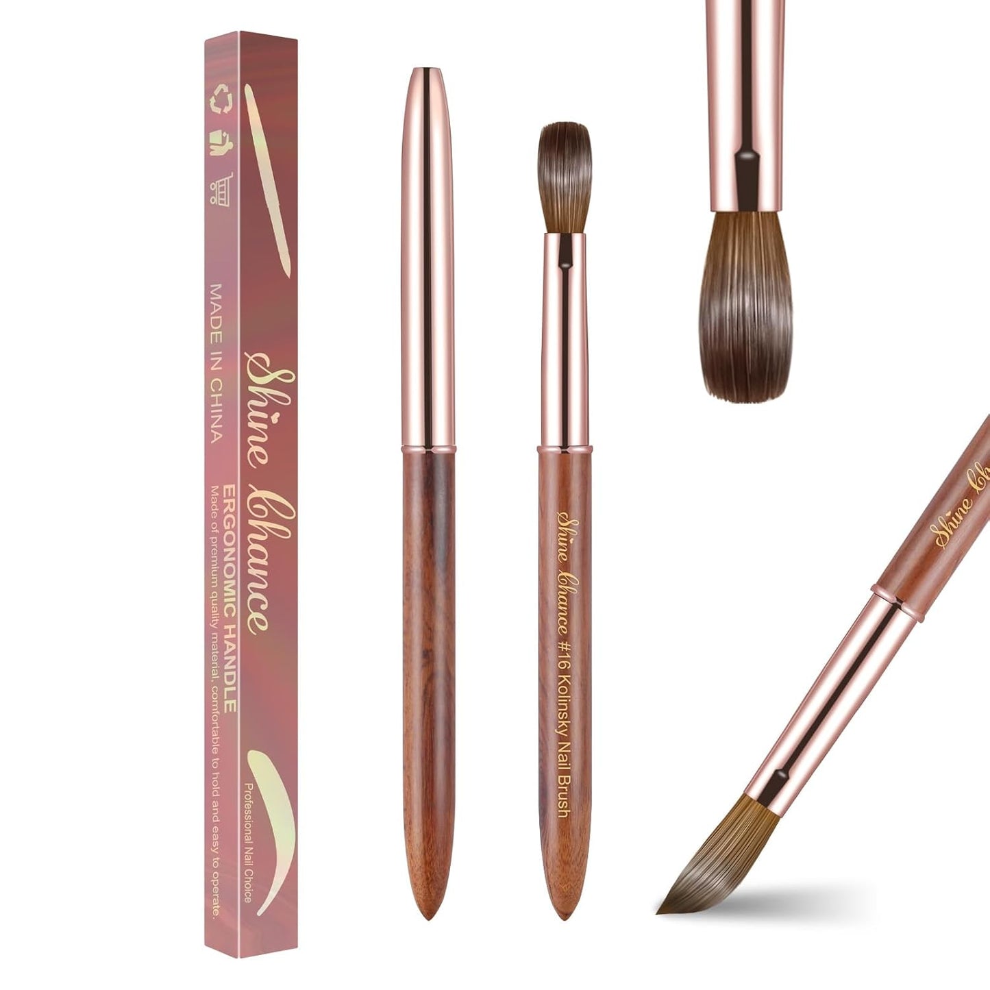 Professional Acrylic Nail Art Brush - Size 16 Kolinsky Hair Oval for DIY Salon