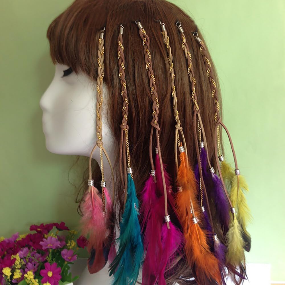 Feather Hair Extensions Clip,Zcargel 6PCS Feather Tassel Hair Decorations Mixed Colour Feather Hair Extensions Hair Accessories for Women and Girls
