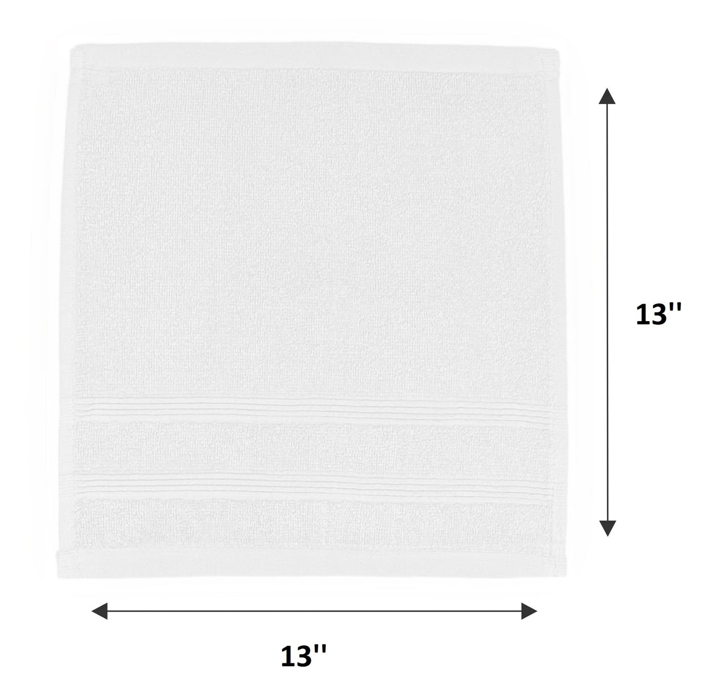 Kaufman - Premium Washcloth Set of 12 (13x13 Inches) 100% Cotton Ring Spun, Highly Absorbent, Durable and Ultra Soft Feel Wash Cloths Essential for Bathroom, Spa, Gym, and Face Towel (12PK)