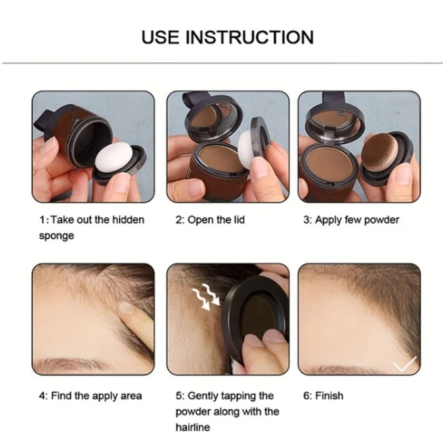 Compact Hair Filler, Hairline Shadow Powder, Sweatproof Waterproof Hair with Long-Lasting Effect, Enhance