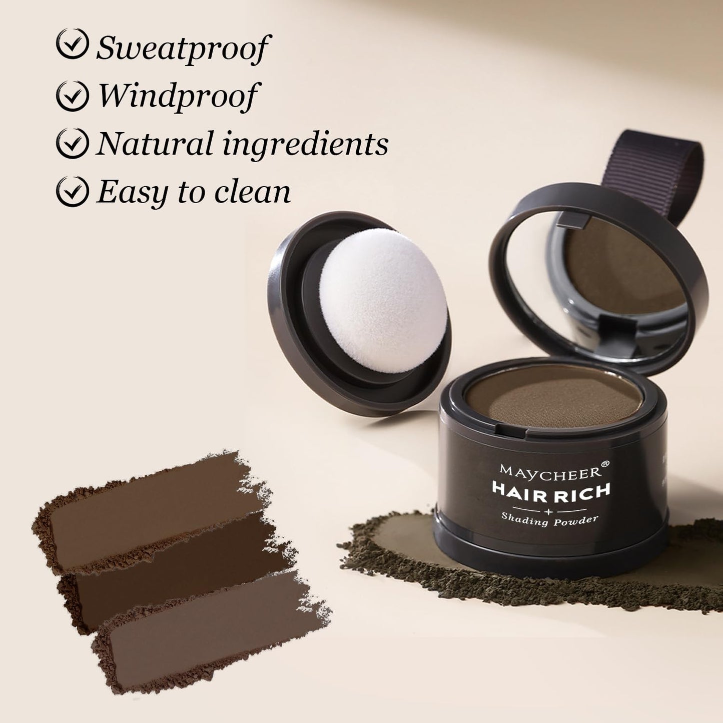 Nicgou Maycheer Hairline Shadow Powder, Maycheer Hair Shadow Root Cover Up, Maycheer Hair Shadow, Hair Line Concealer Root Cover Up, Unisex Root Touch Up Hair Powder (Dark Brown, 01)
