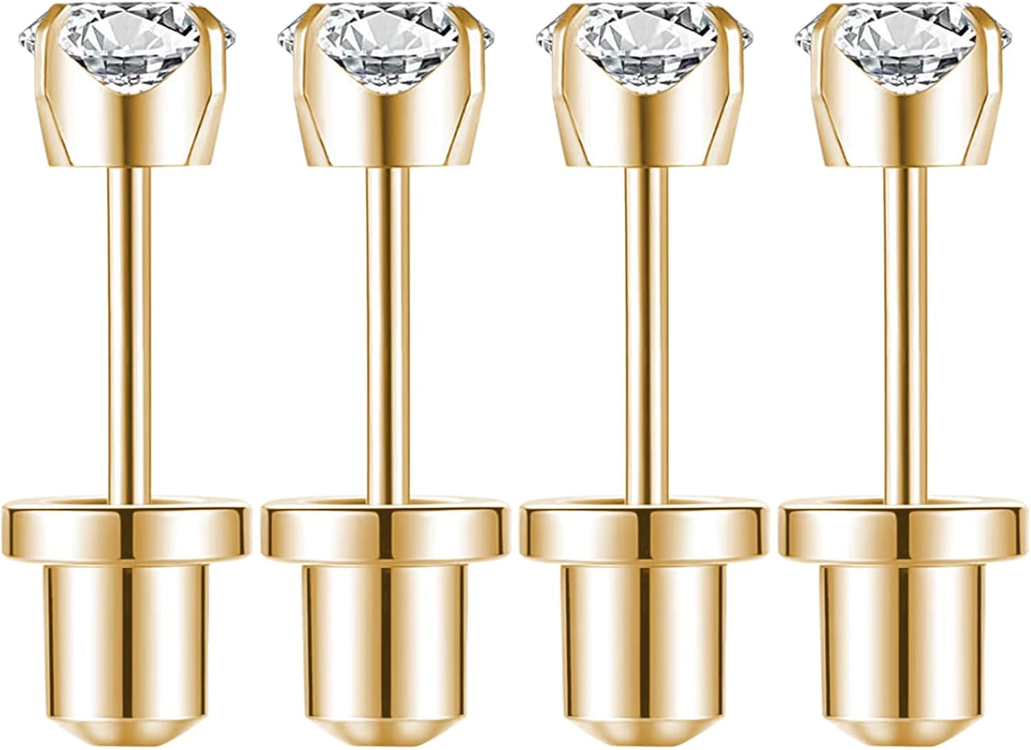 At-Home Ear Piercing Kit - Disposable Gun with 316L Surgical Steel & 4mm CZ Earrings | 4 Pack