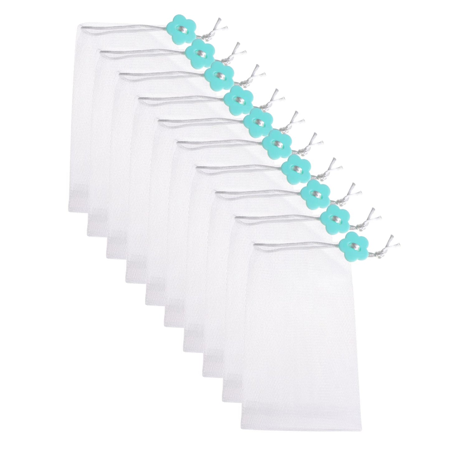 FOMIYES 10pcs Soap Foaming Net Exfoliating Pouch for Bar Soap Drawstring Mesh Bag for Face Body Cleansing Random Style