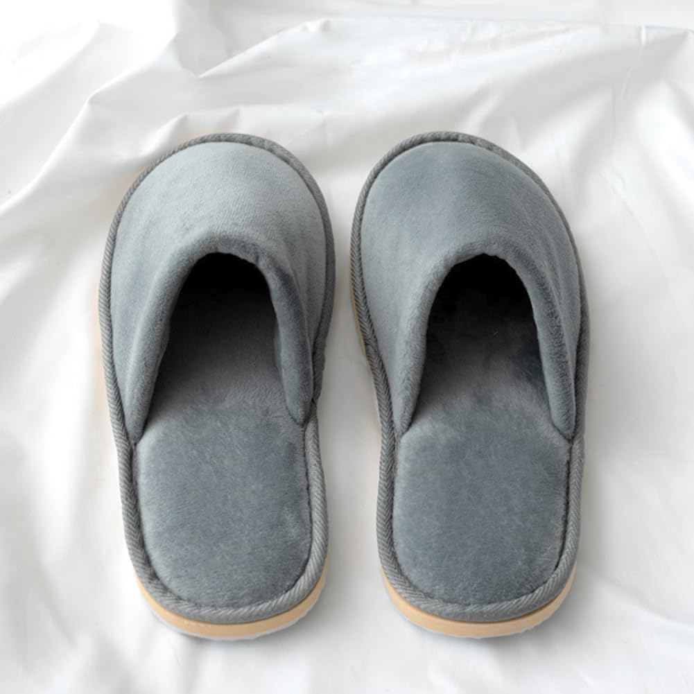 Non-Slip Disposable Slippers - 2-6 Pairs, Washable Velvet Closed Toe for Guests, Hotel & Spa